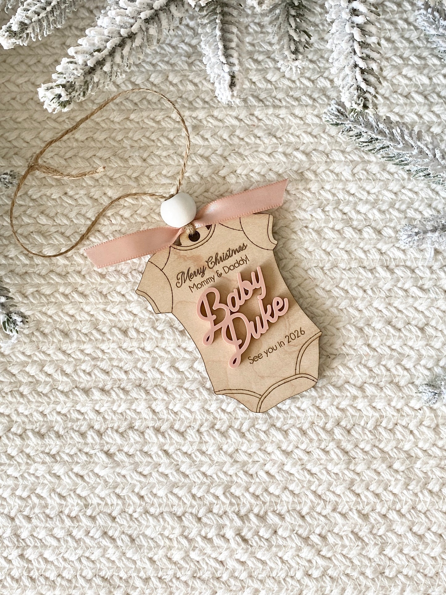 Merry Christmas Mommy & Daddy – Baby Announcement Ornament