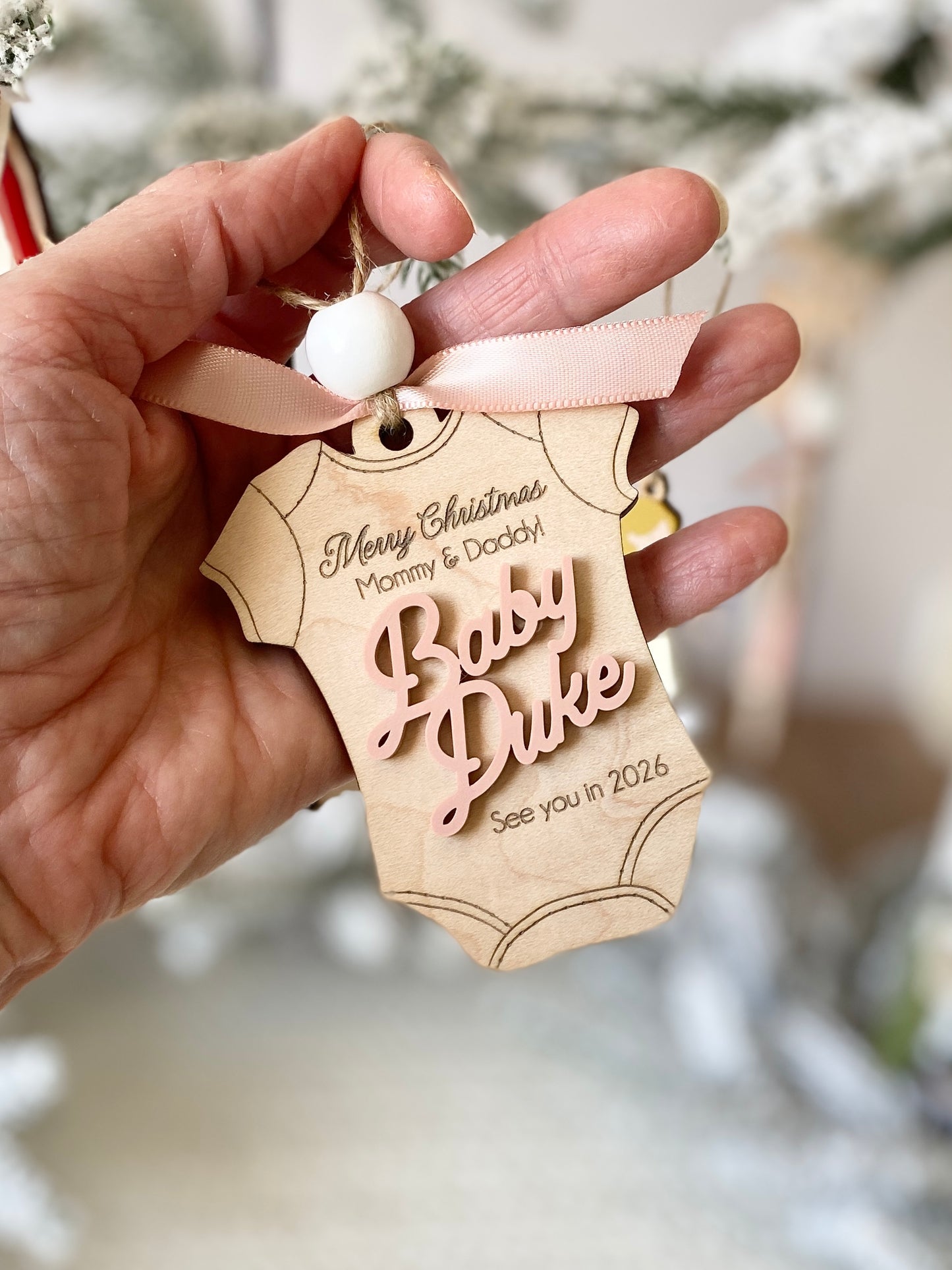 Merry Christmas Mommy & Daddy – Baby Announcement Ornament