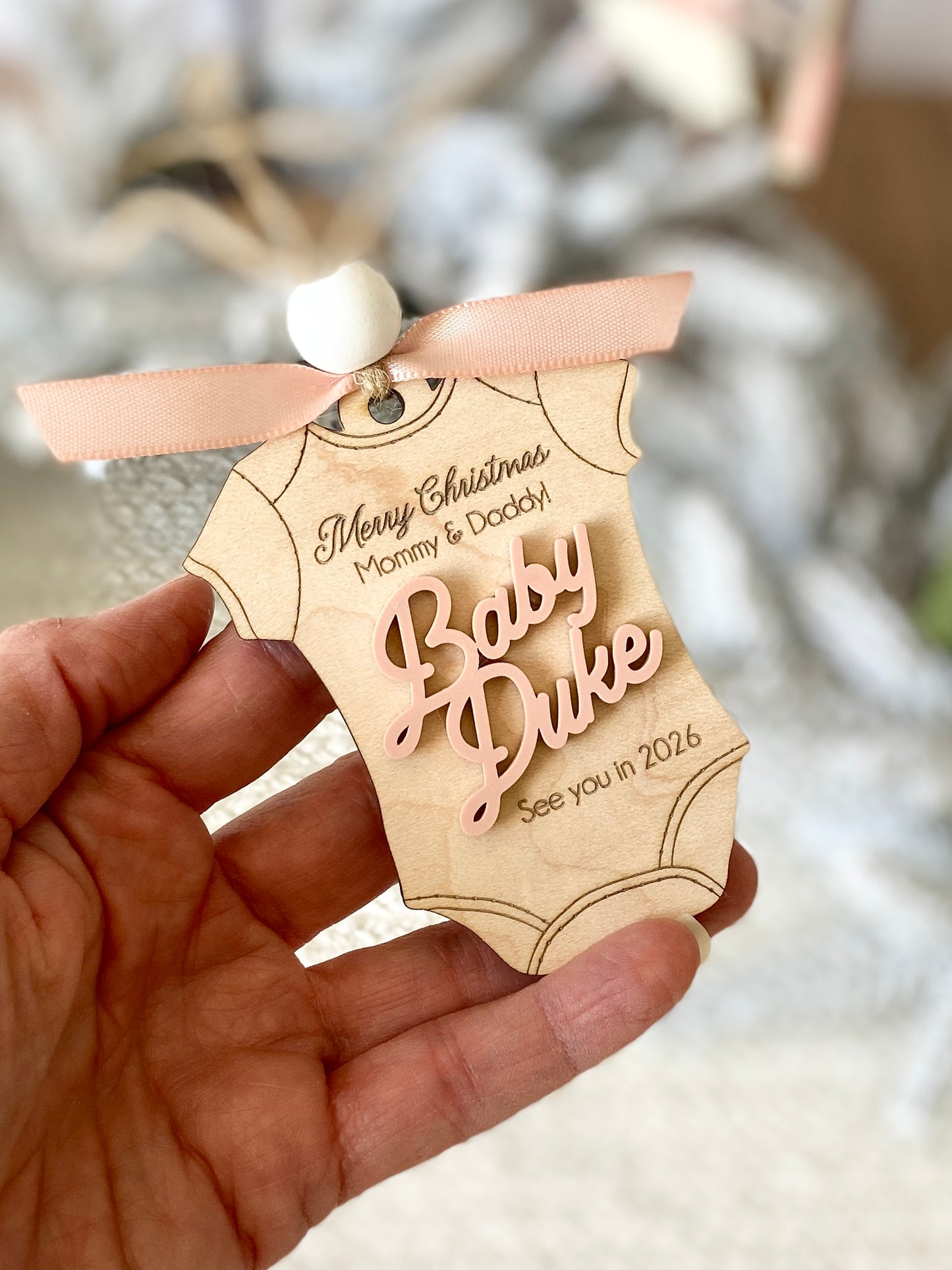 Merry Christmas Mommy & Daddy – Baby Announcement Ornament