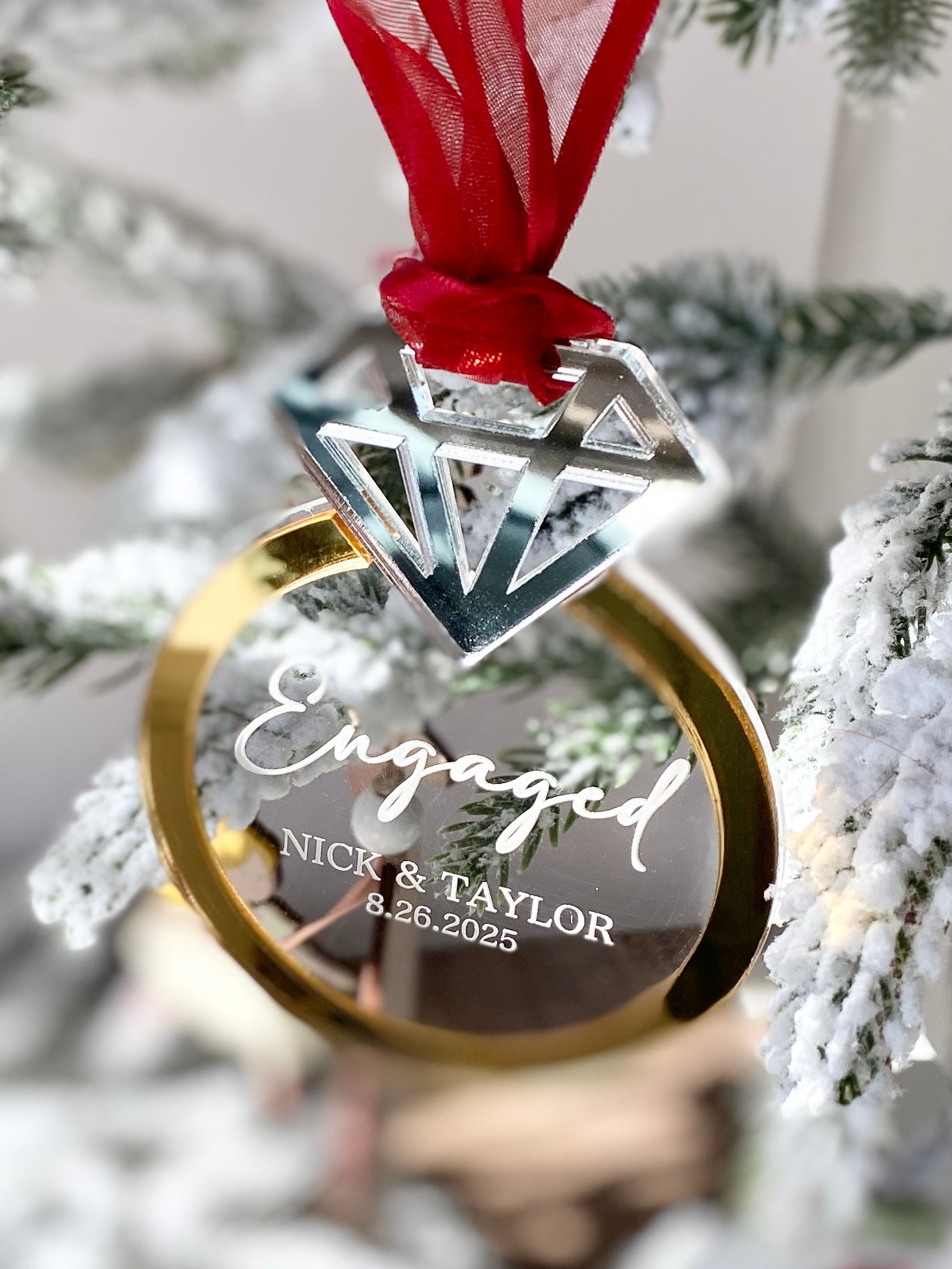 Engaged! – Personalized Engagement Ring Ornament