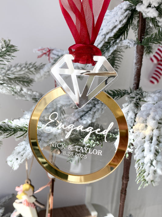 Engaged! – Personalized Engagement Ring Ornament