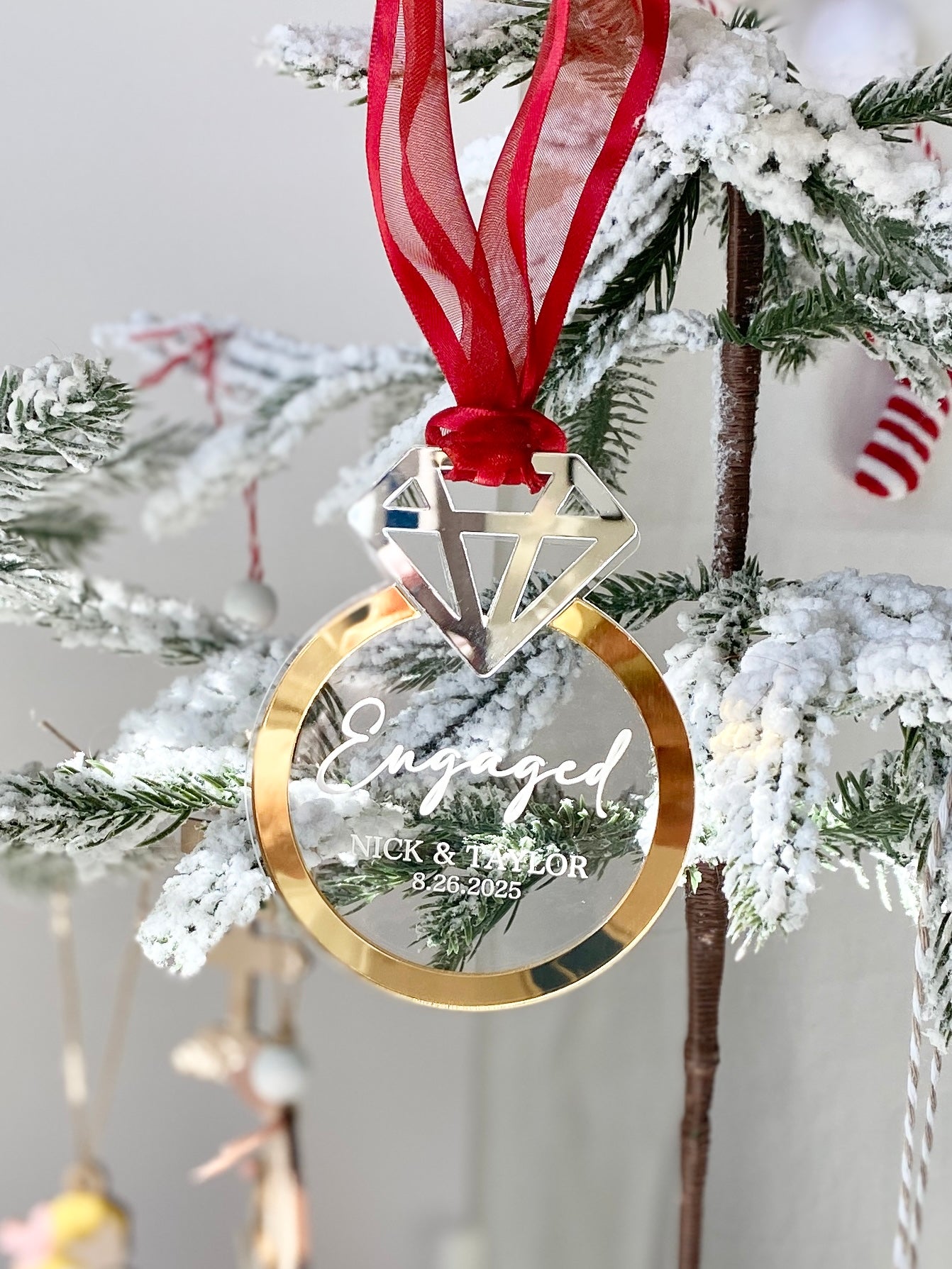 Engaged! – Personalized Engagement Ring Ornament