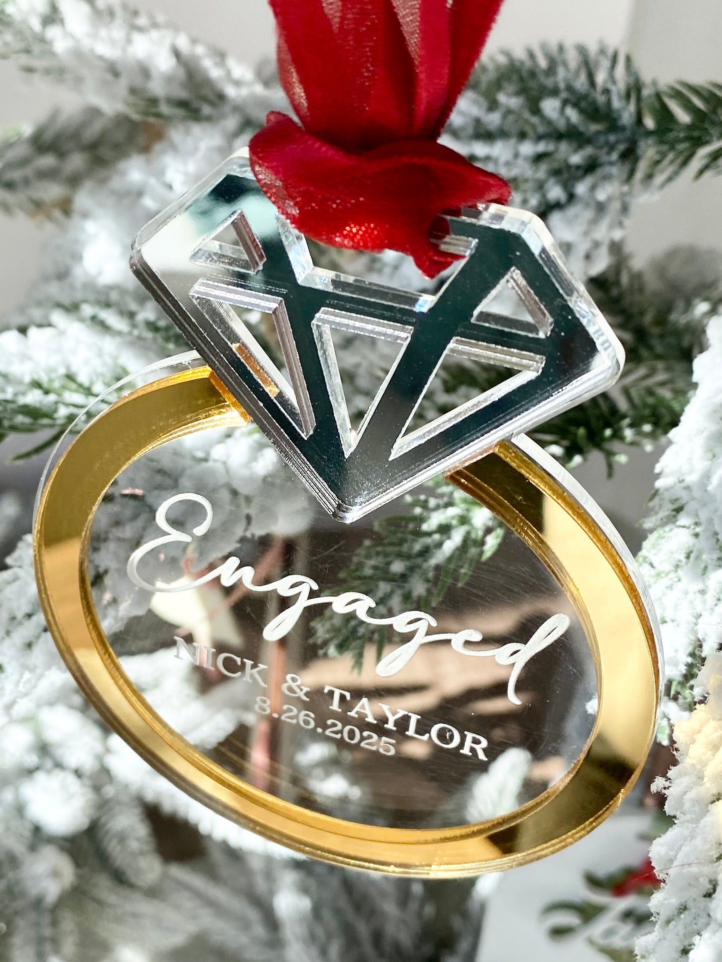 Engaged! – Personalized Engagement Ring Ornament