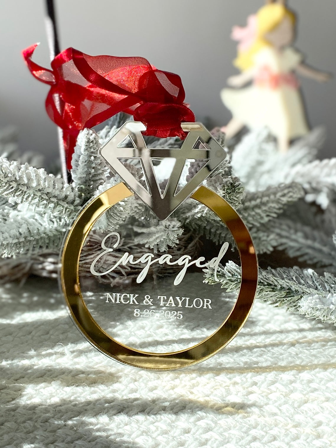 Engaged! – Personalized Engagement Ring Ornament