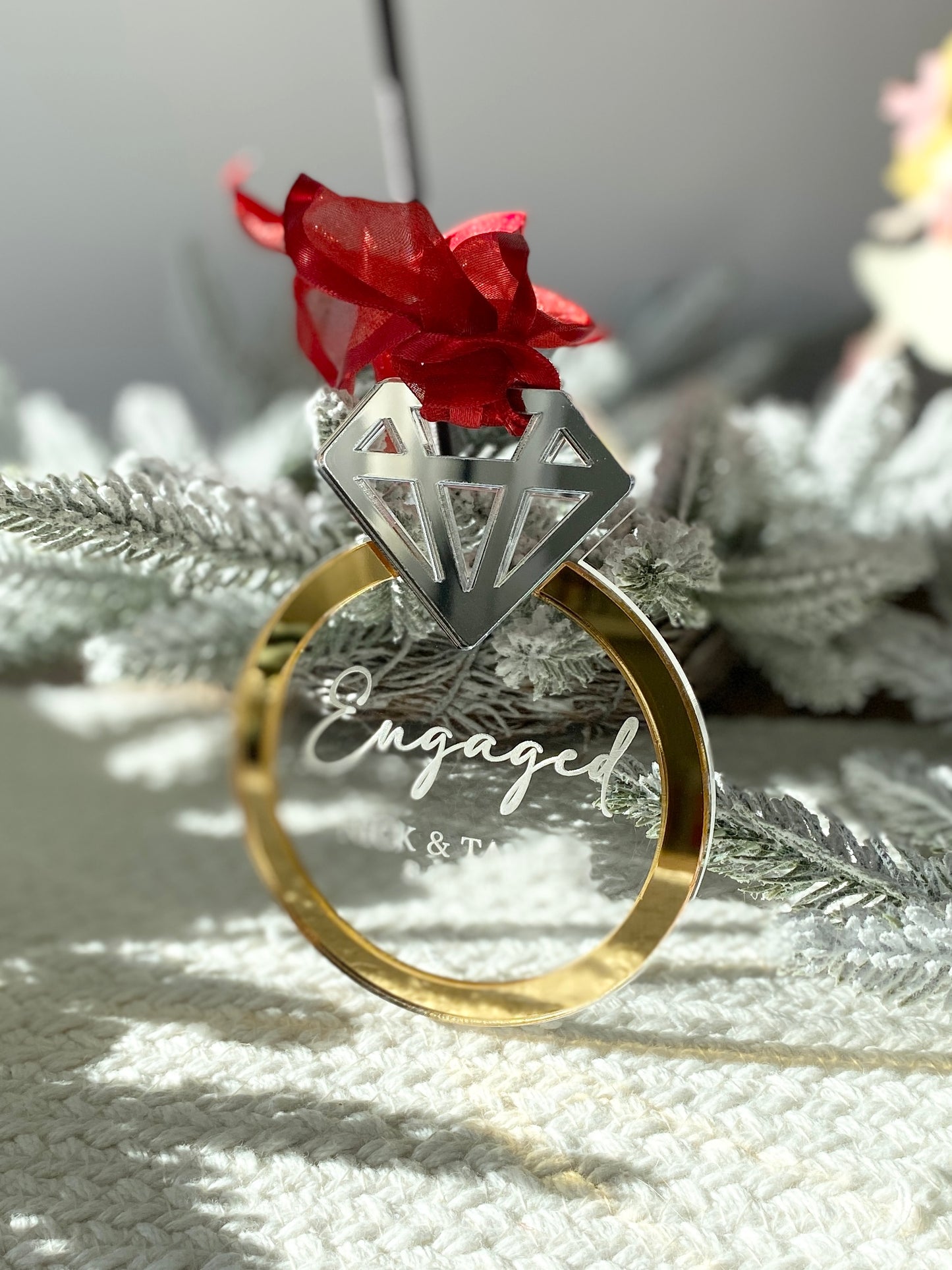 Engaged! – Personalized Engagement Ring Ornament