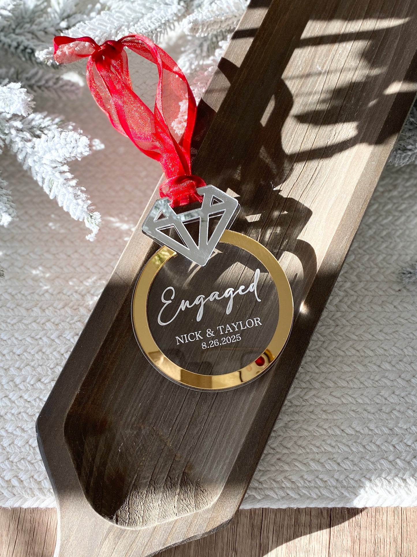 Engaged! – Personalized Engagement Ring Ornament