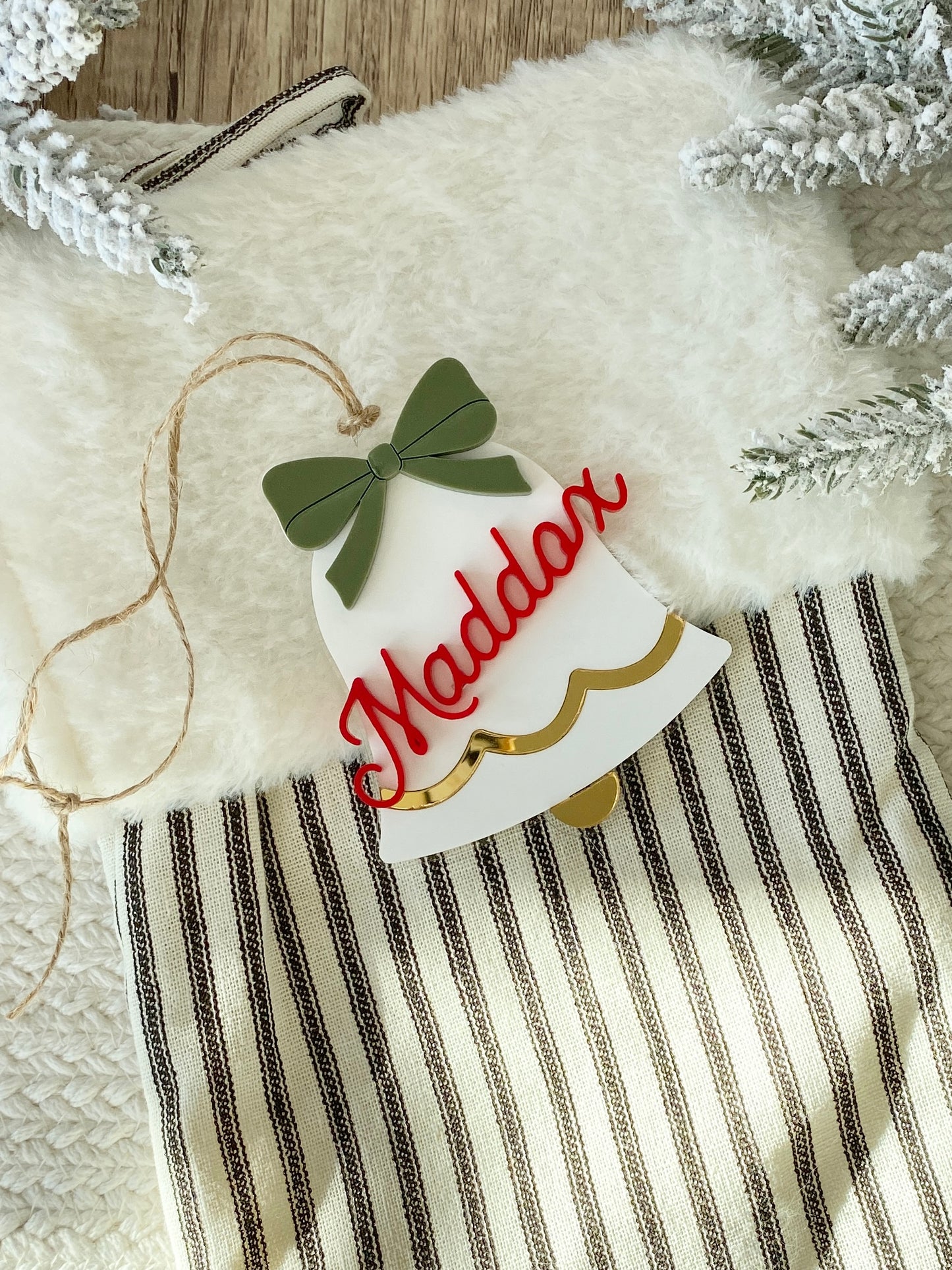 Jingle Bell Name Tag – Personalized Ornament, Stocking Tag, or Gift Topper