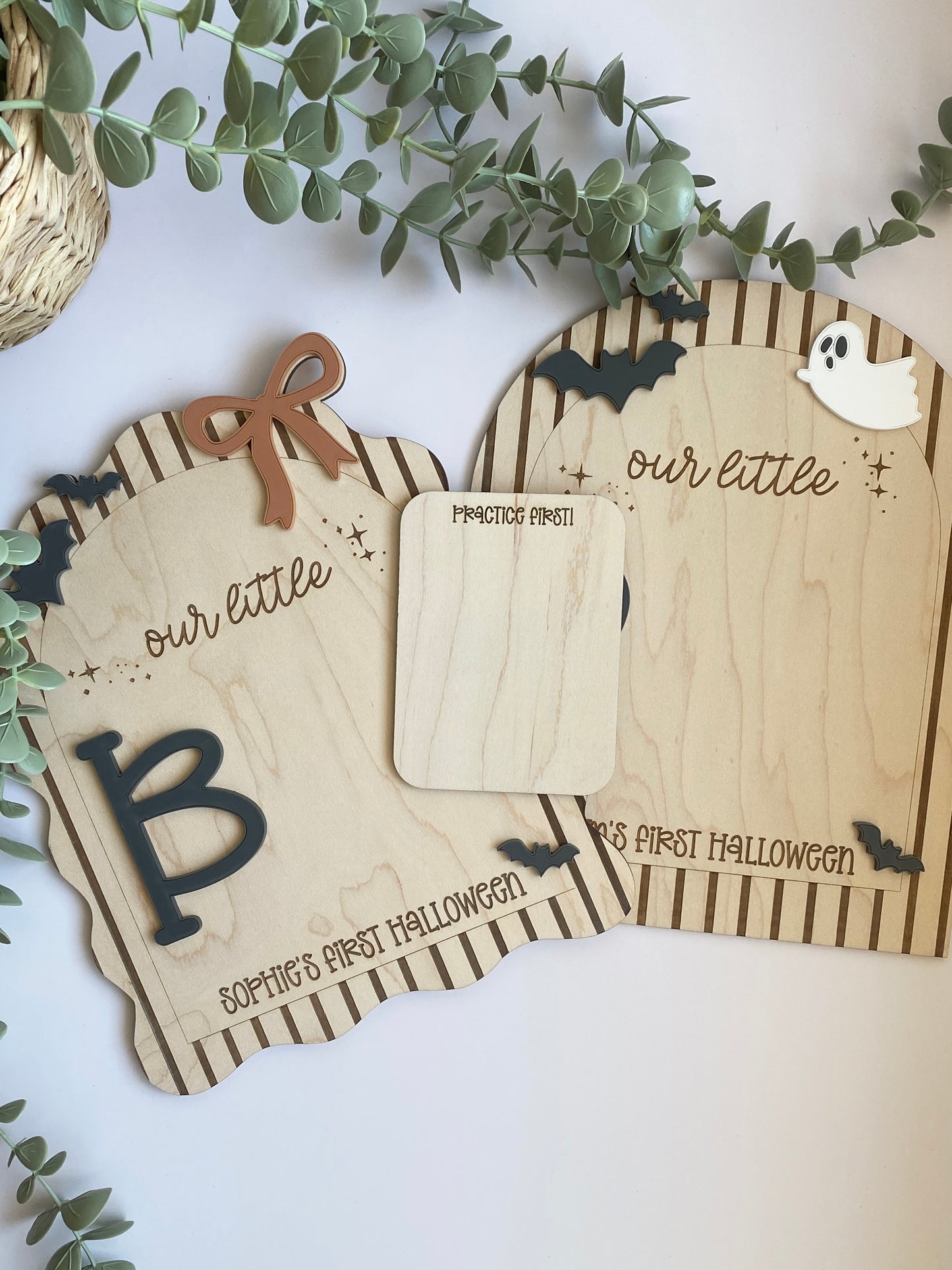 Personalized Baby Footprint Keepsake | First Halloween Wooden Sign