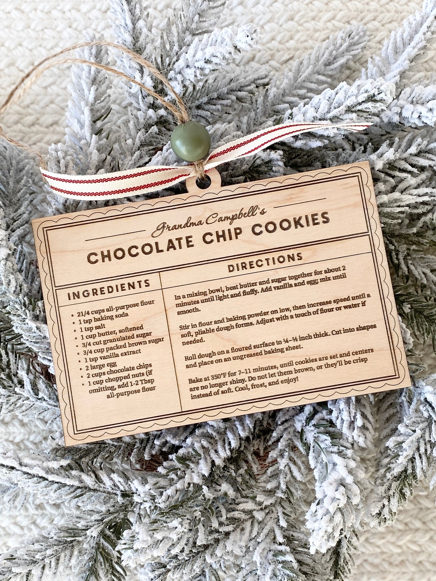 Family Recipe Keepsake Ornament – Personalized Wooden Recipe Card