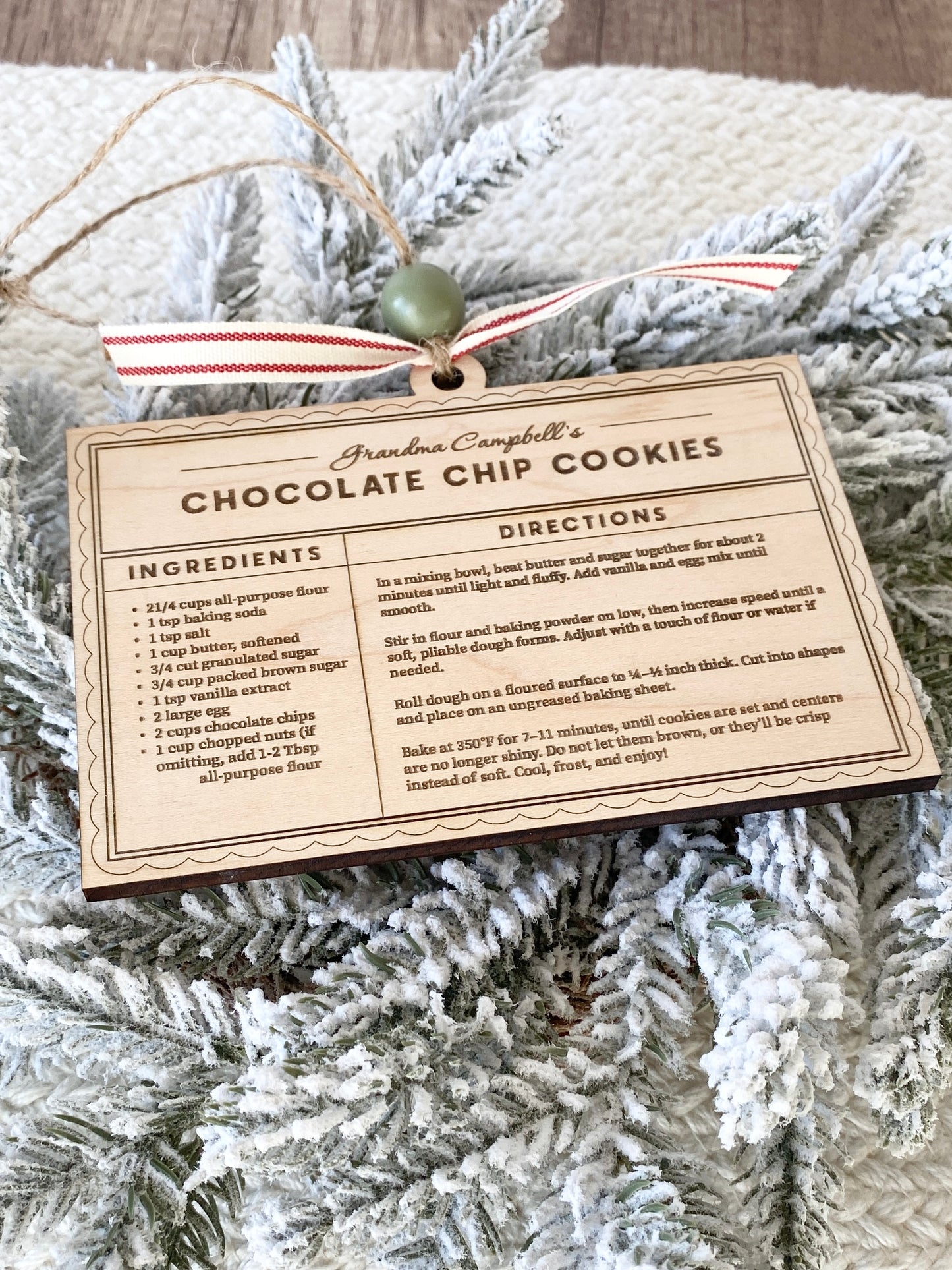 Family Recipe Keepsake Ornament – Personalized Wooden Recipe Card