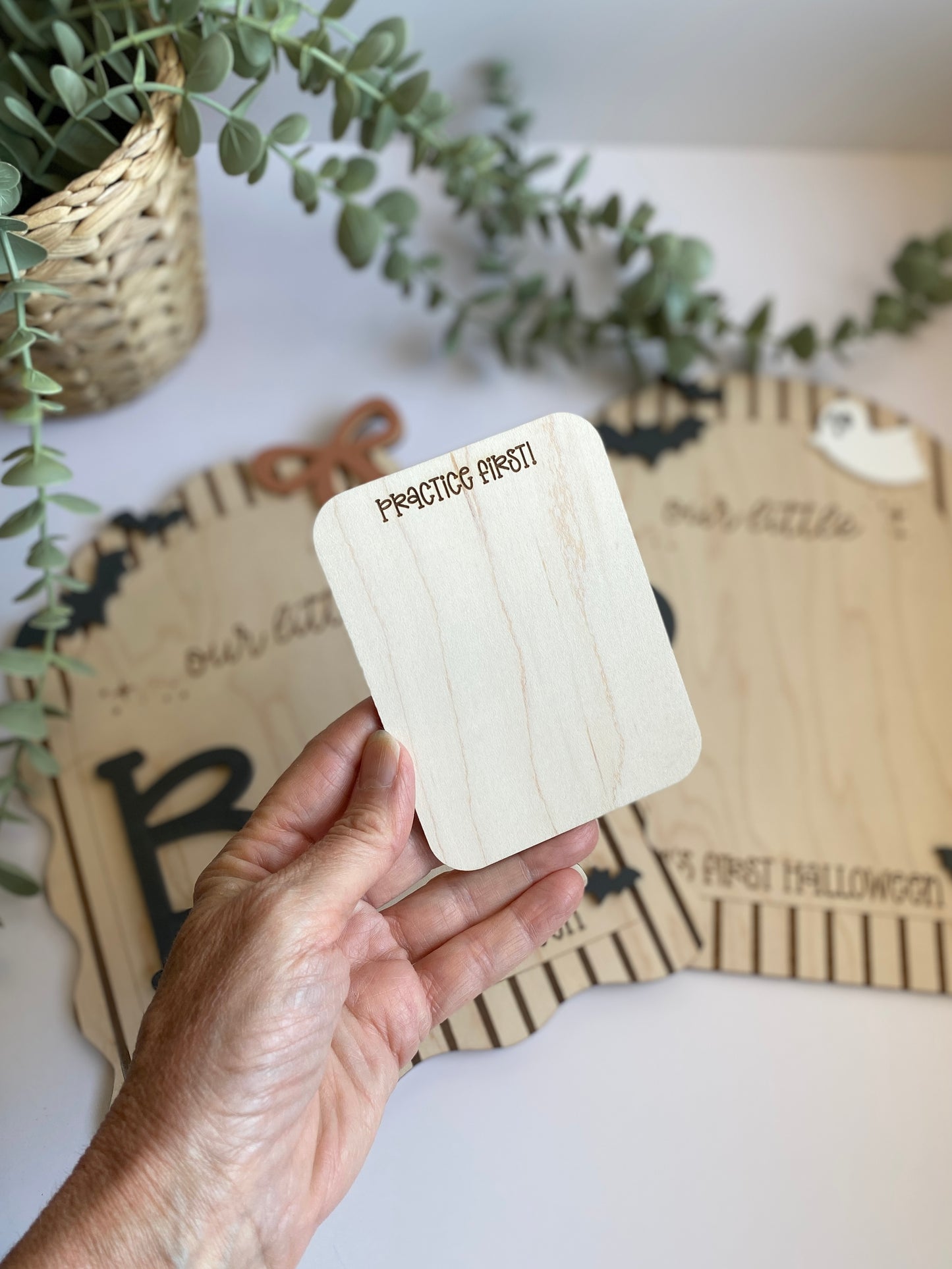 Personalized Baby Footprint Keepsake | First Halloween Wooden Sign
