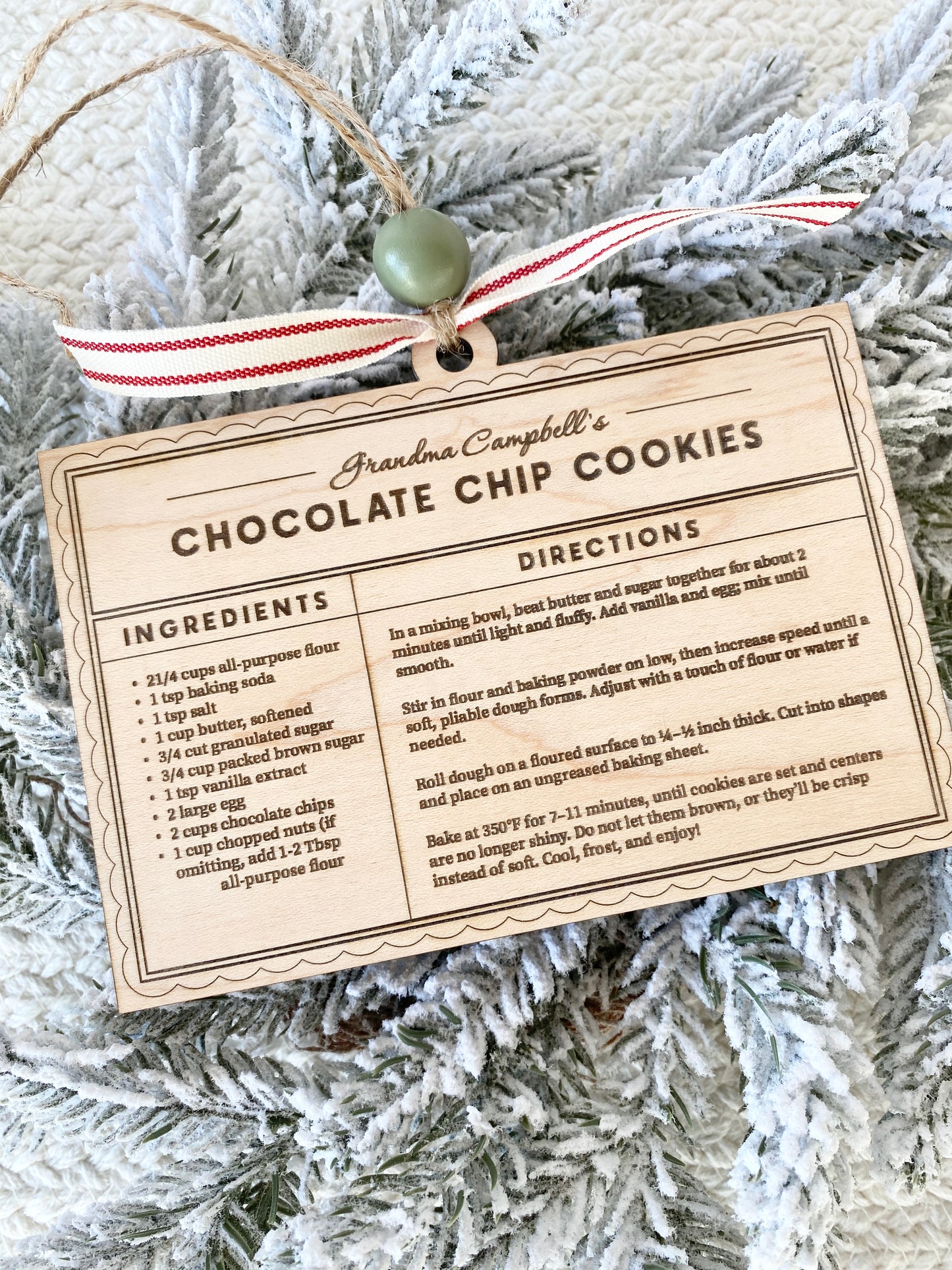 Family Recipe Keepsake Ornament – Personalized Wooden Recipe Card