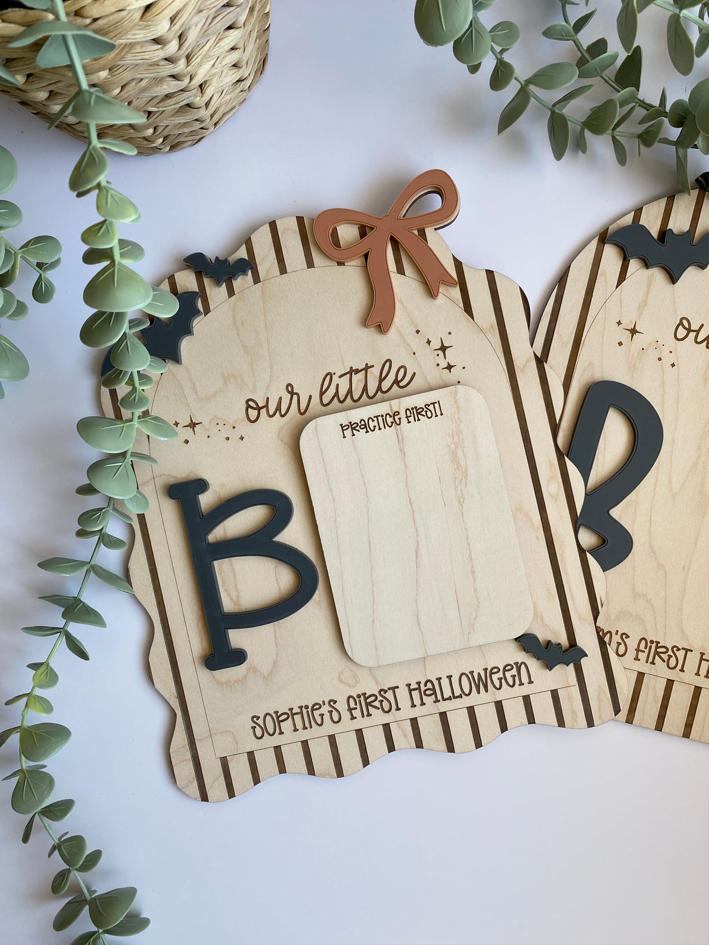 Personalized Baby Footprint Keepsake | First Halloween Wooden Sign