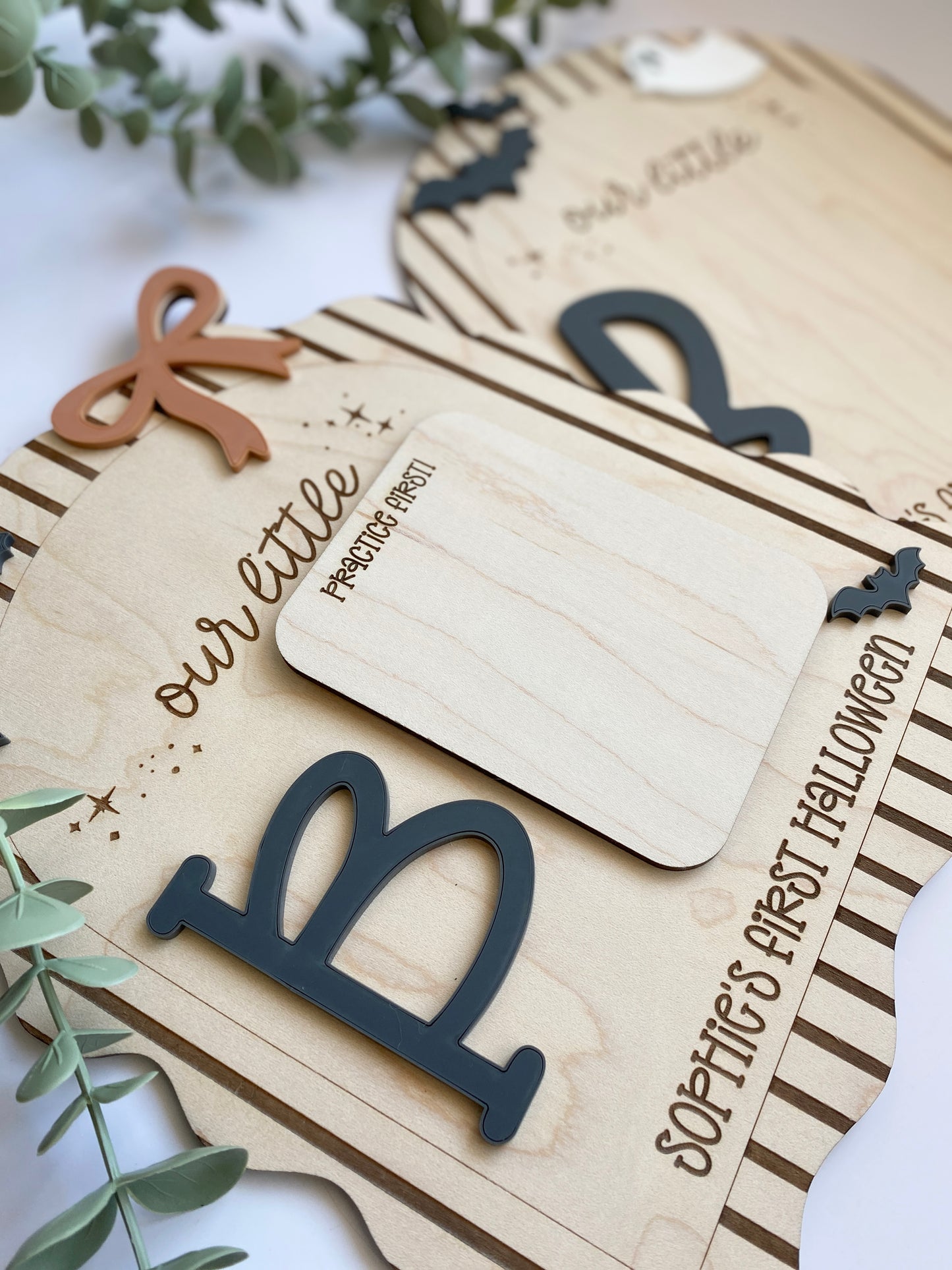 Personalized Baby Footprint Keepsake | First Halloween Wooden Sign