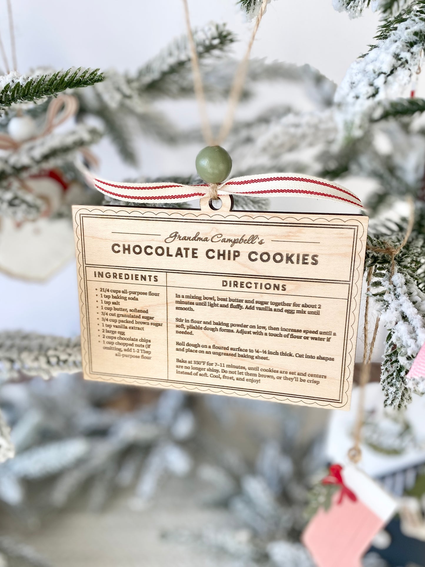 Family Recipe Keepsake Ornament – Personalized Wooden Recipe Card