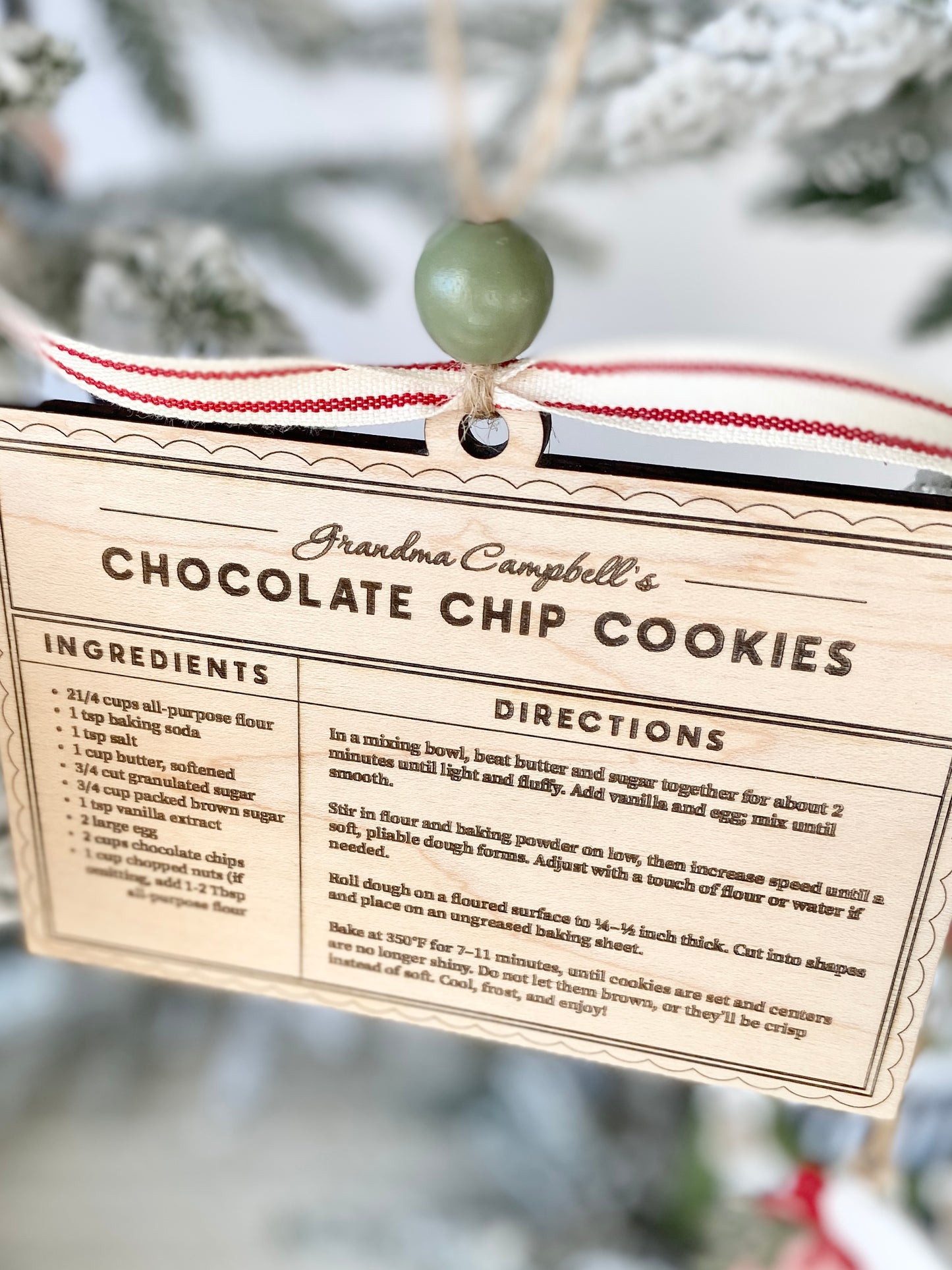 Family Recipe Keepsake Ornament – Personalized Wooden Recipe Card