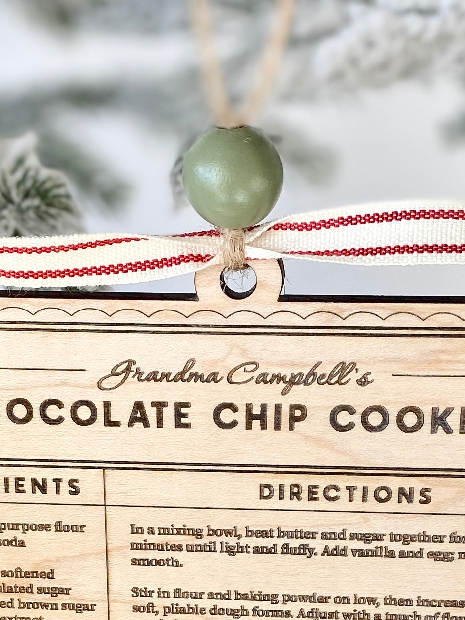 Family Recipe Keepsake Ornament – Personalized Wooden Recipe Card
