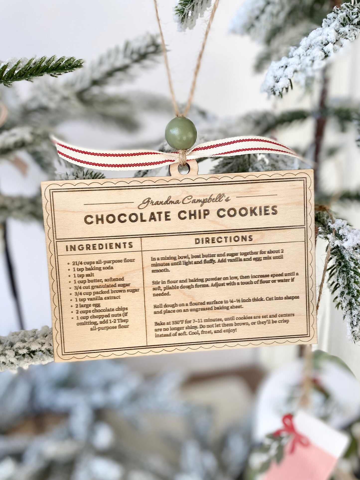 Family Recipe Keepsake Ornament – Personalized Wooden Recipe Card