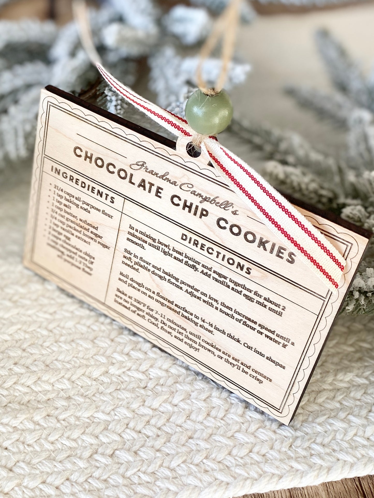 Family Recipe Keepsake Ornament – Personalized Wooden Recipe Card