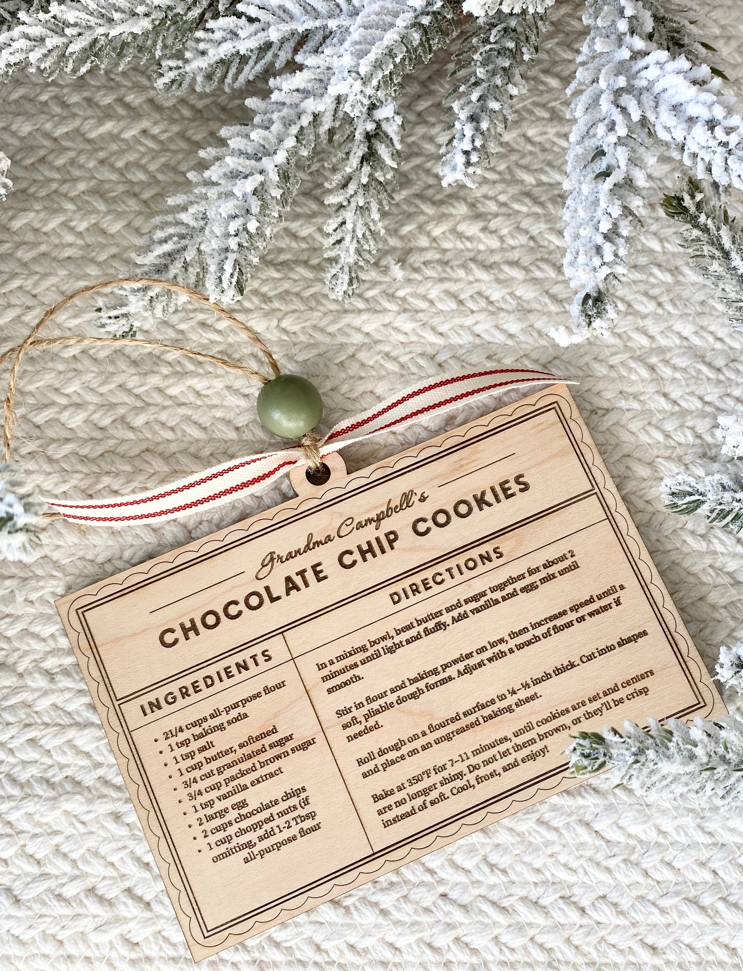 Family Recipe Keepsake Ornament – Personalized Wooden Recipe Card
