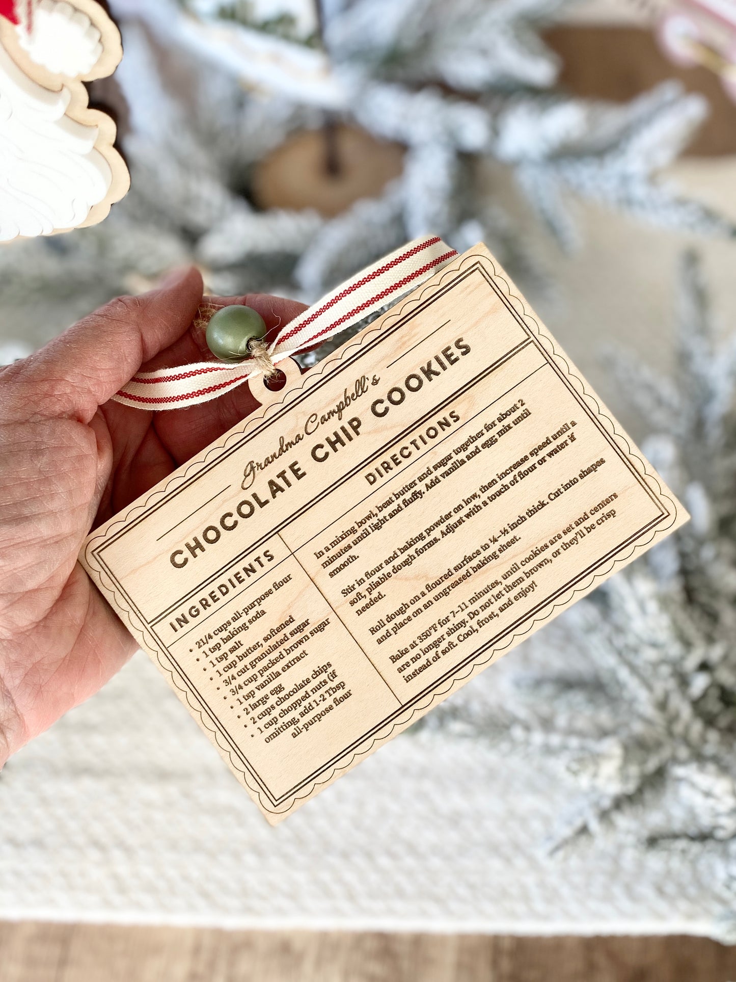 Family Recipe Keepsake Ornament – Personalized Wooden Recipe Card
