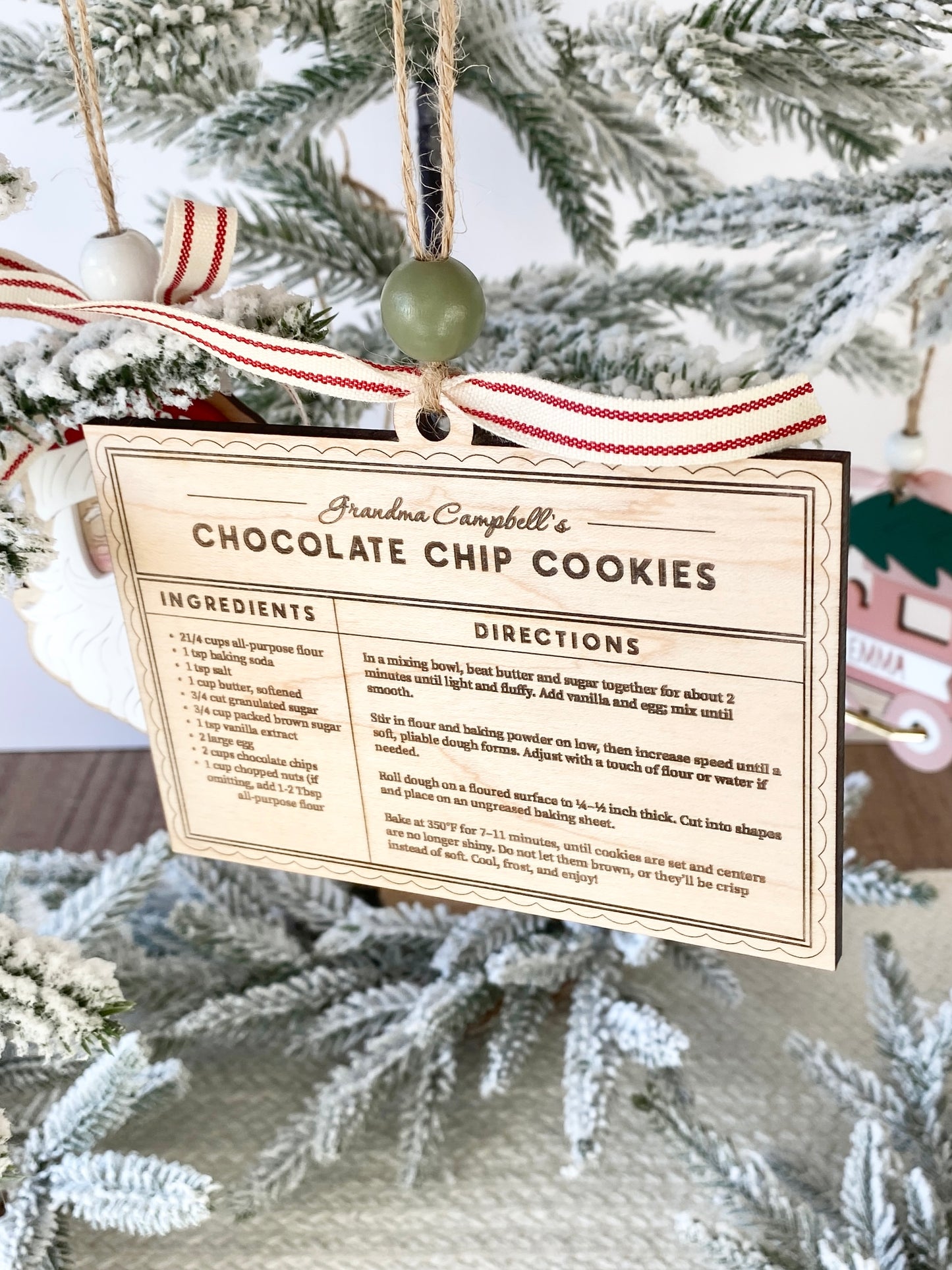 Family Recipe Keepsake Ornament – Personalized Wooden Recipe Card