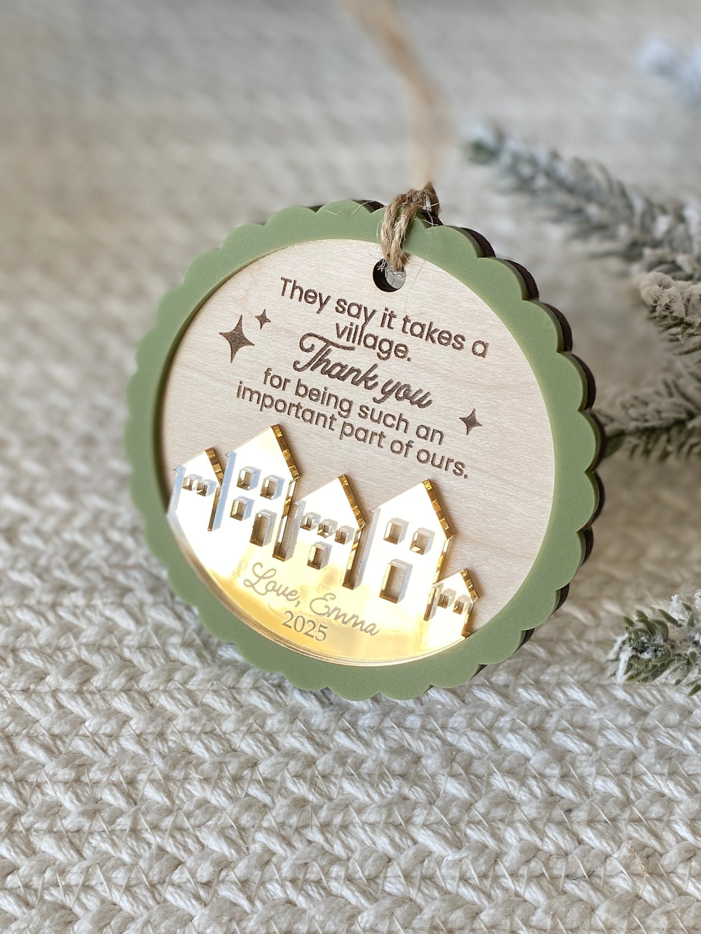 It Takes a Village – Personalized Thank You Ornament
