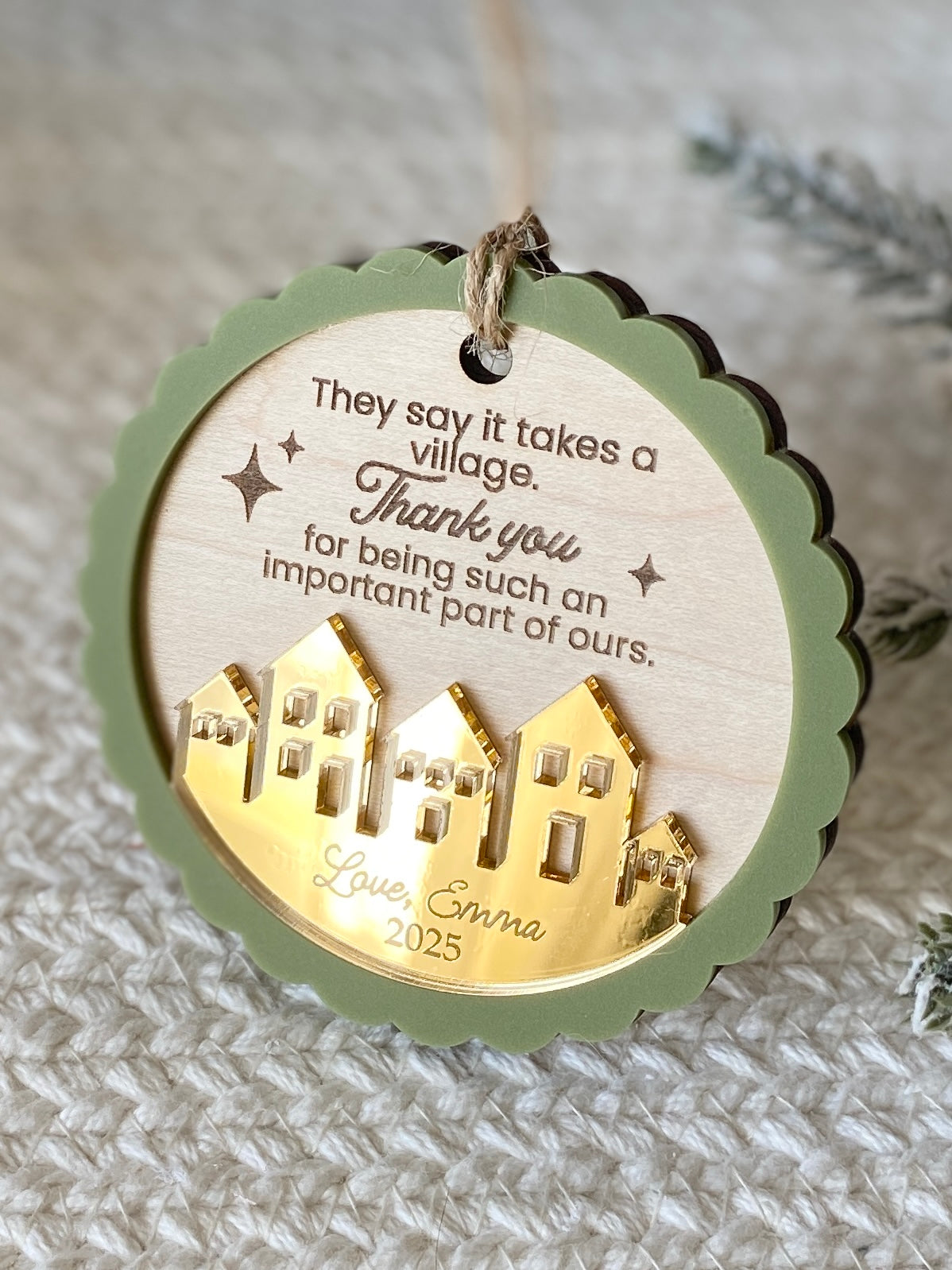 It Takes a Village – Personalized Thank You Ornament