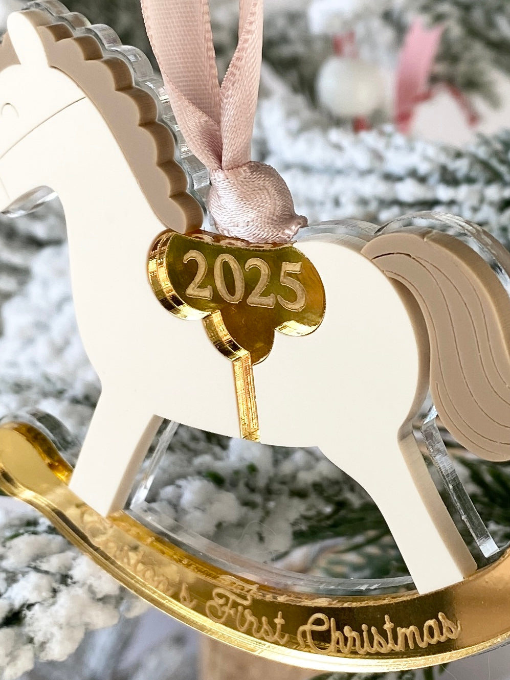 Rocking Horse Keepsake Ornament (Gold or Wood)