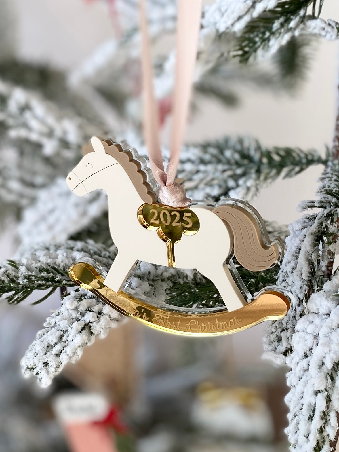 Rocking Horse Keepsake Ornament (Gold or Wood)