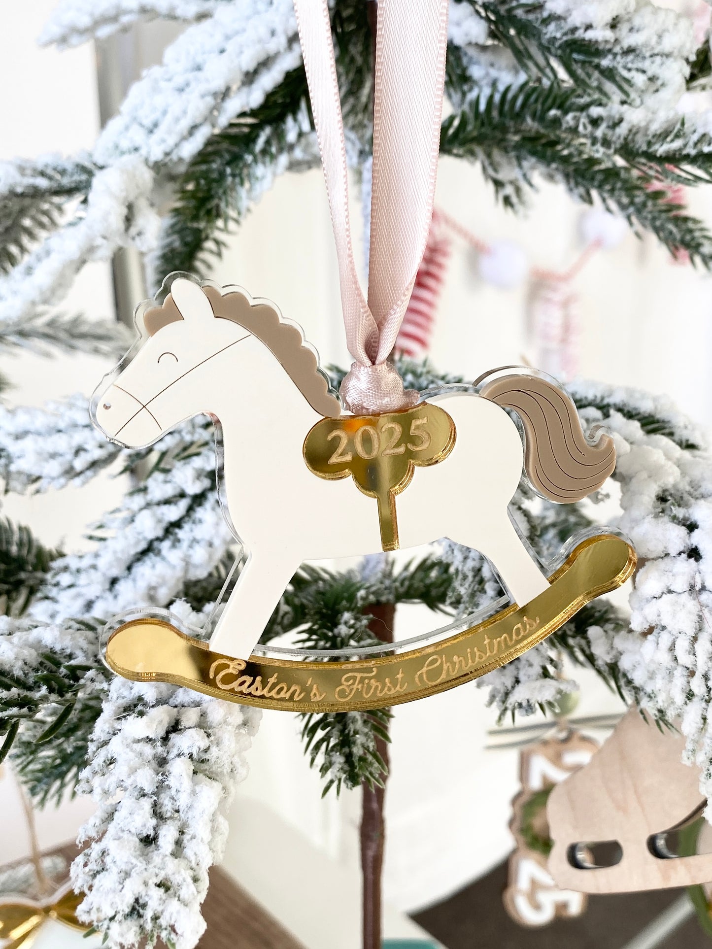 Rocking Horse Keepsake Ornament (Gold or Wood)