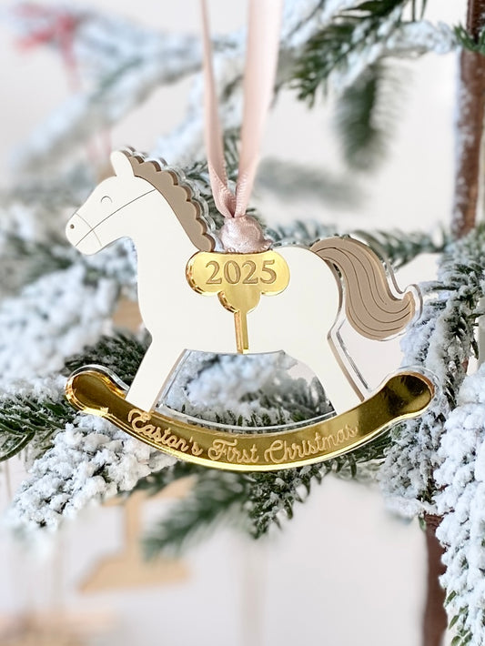 Rocking Horse Keepsake Ornament (Gold or Wood)