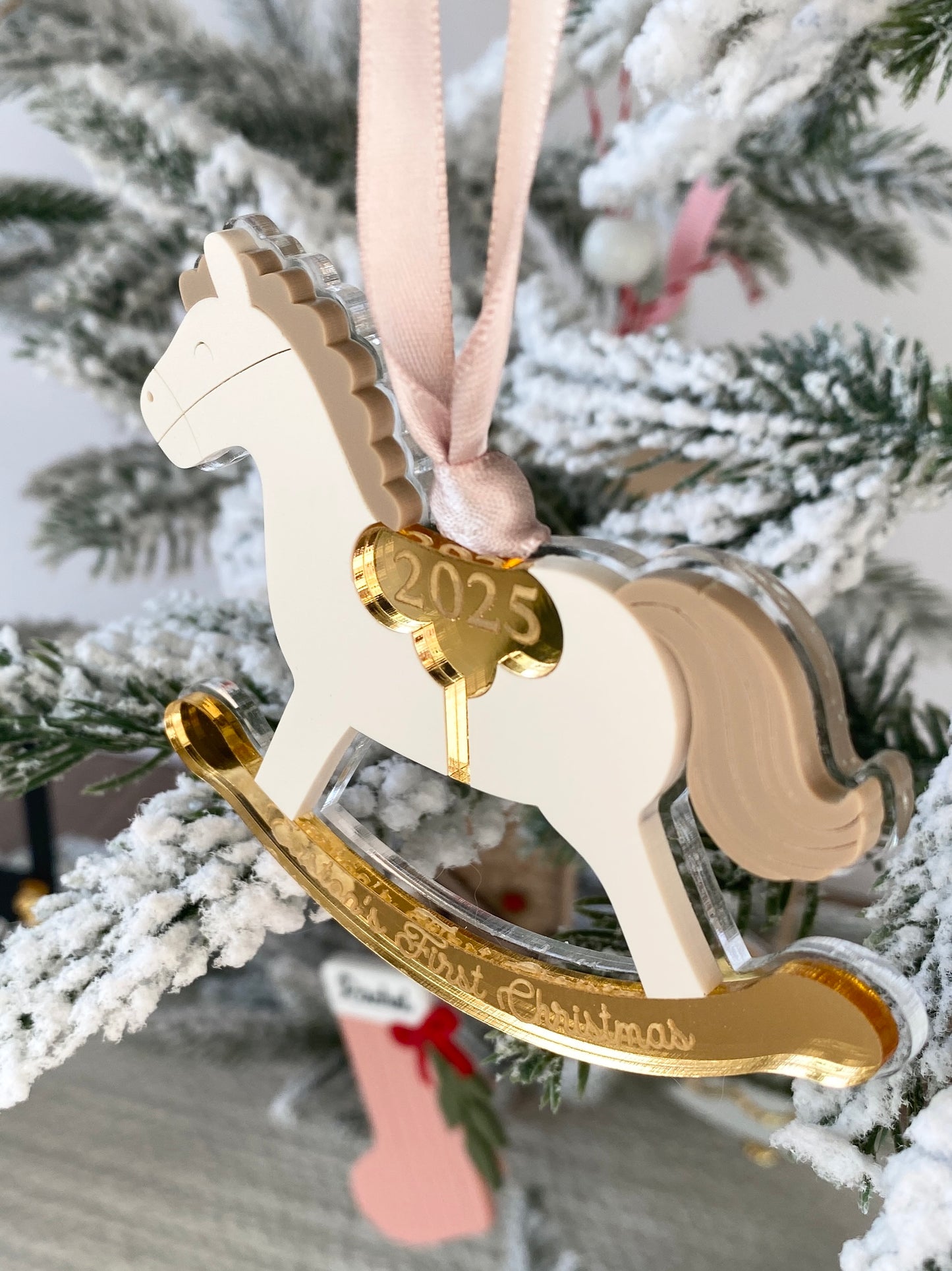 Rocking Horse Keepsake Ornament (Gold or Wood)