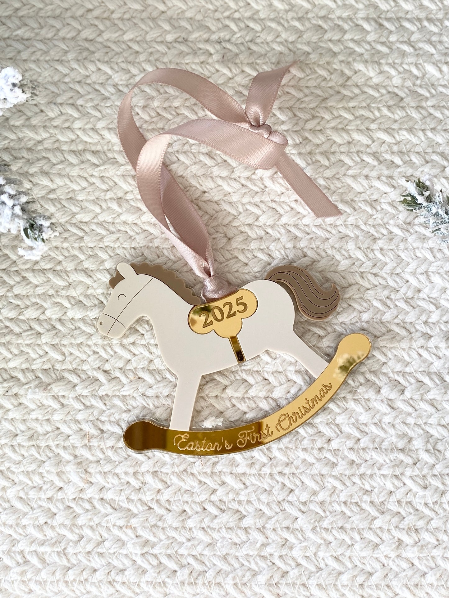 Rocking Horse Keepsake Ornament (Gold or Wood)