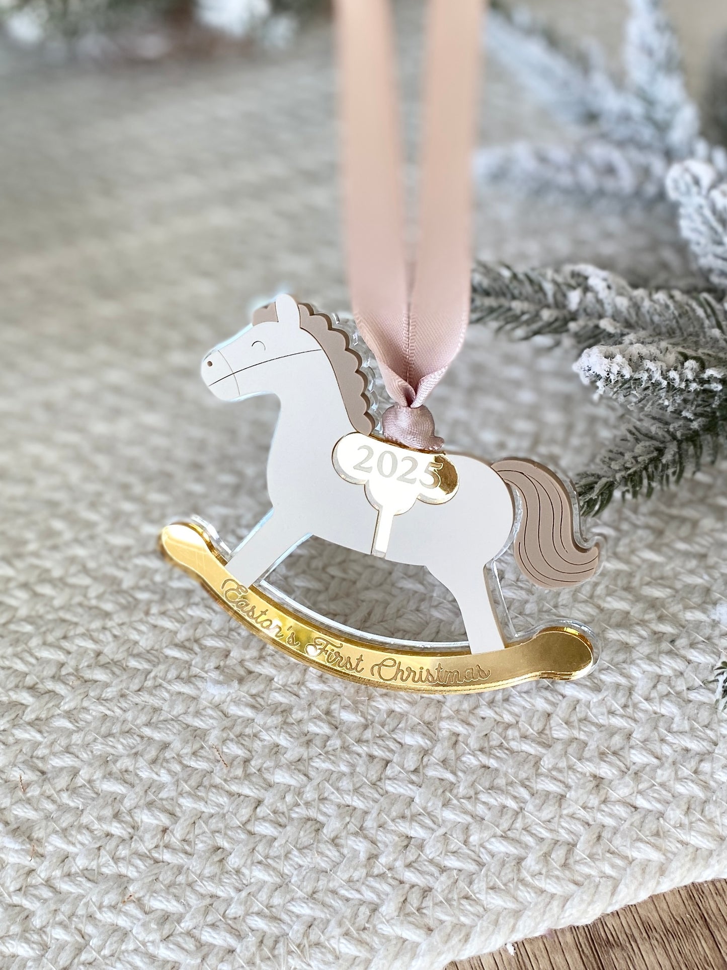 Rocking Horse Keepsake Ornament (Gold or Wood)