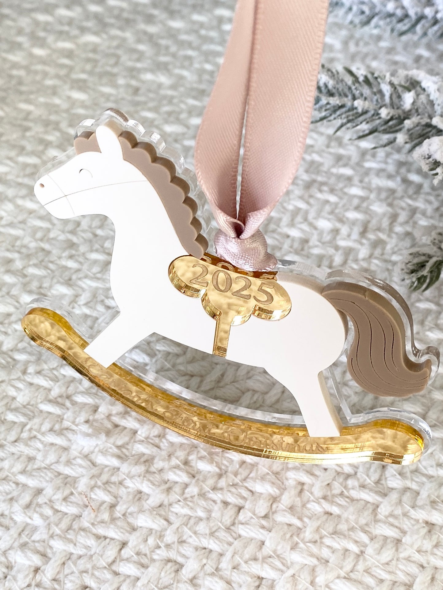 Rocking Horse Keepsake Ornament (Gold or Wood)