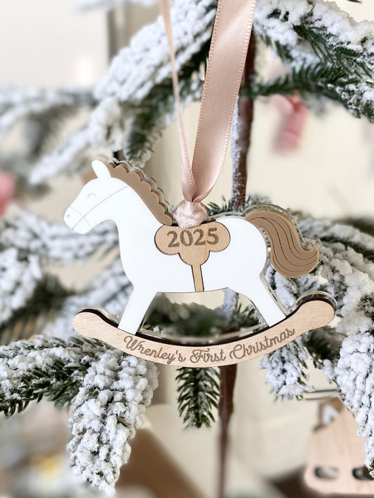Rocking Horse Keepsake Ornament (Gold or Wood)