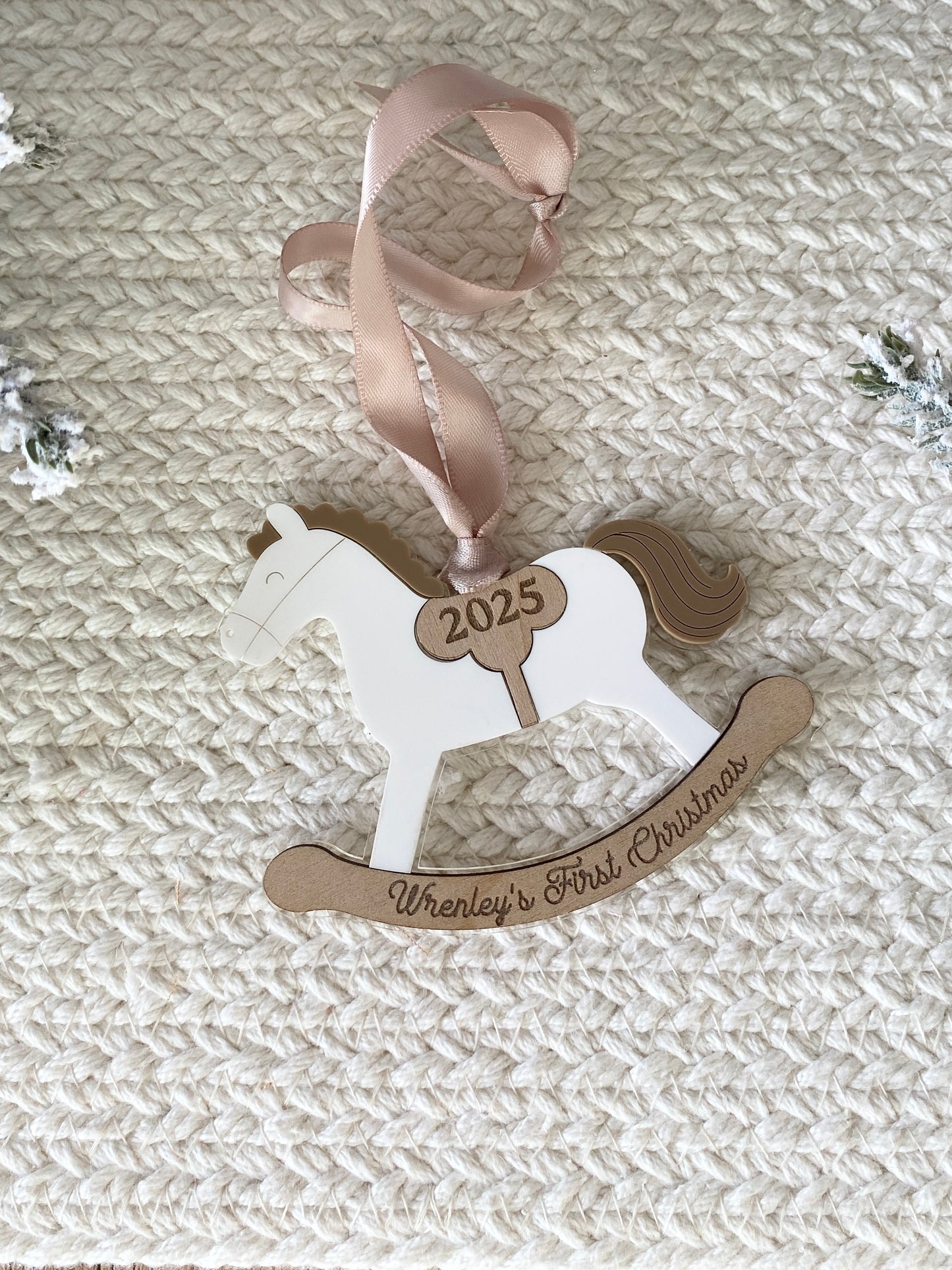 Rocking Horse Keepsake Ornament (Gold or Wood)
