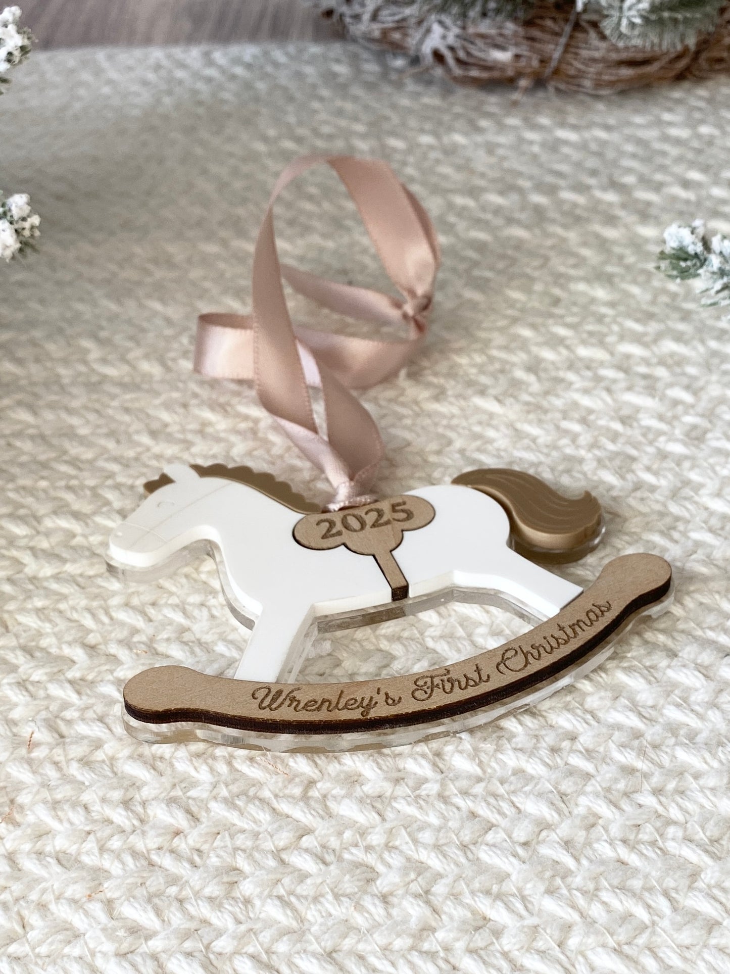 Rocking Horse Keepsake Ornament (Gold or Wood)