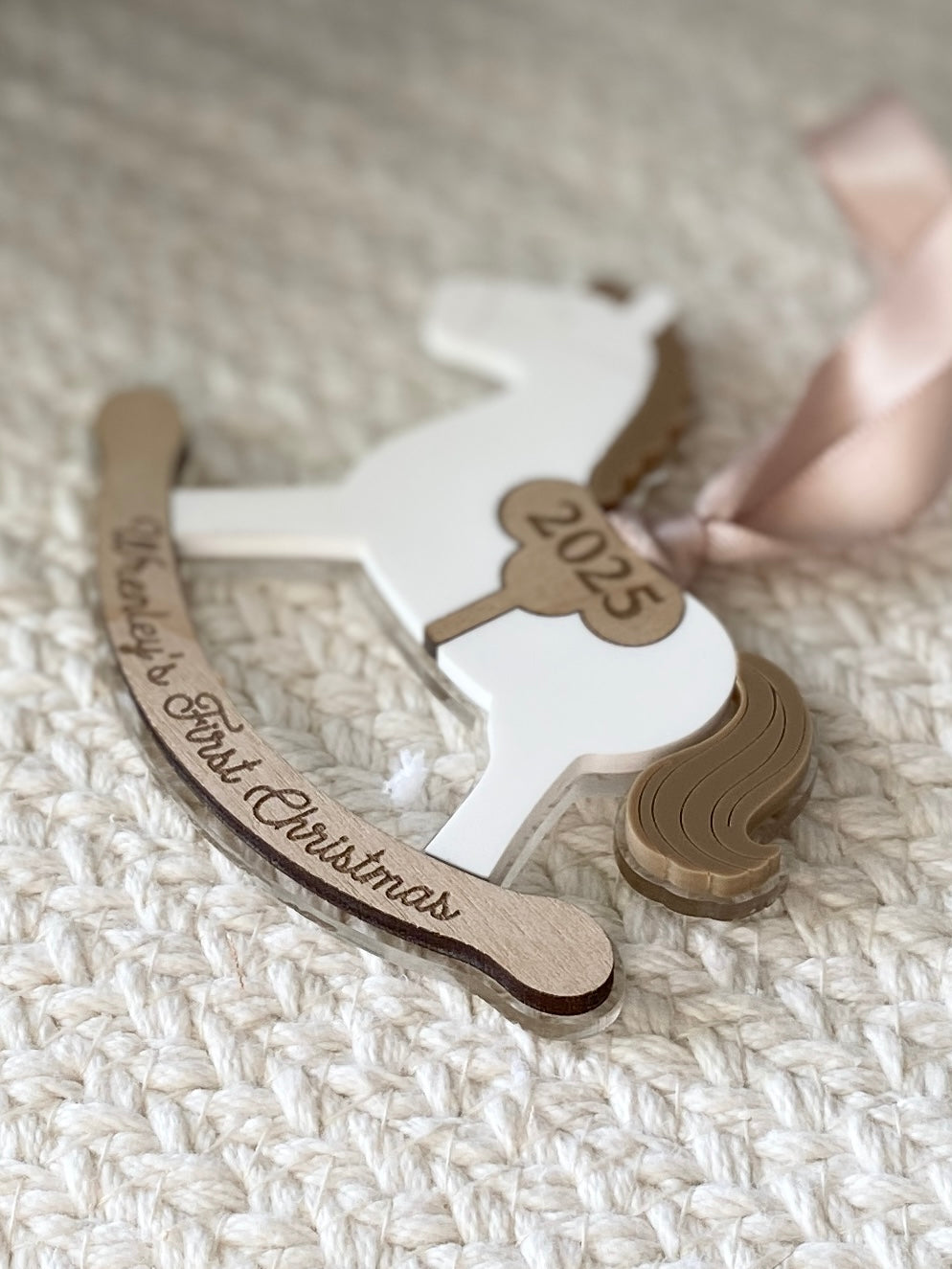 Rocking Horse Keepsake Ornament (Gold or Wood)