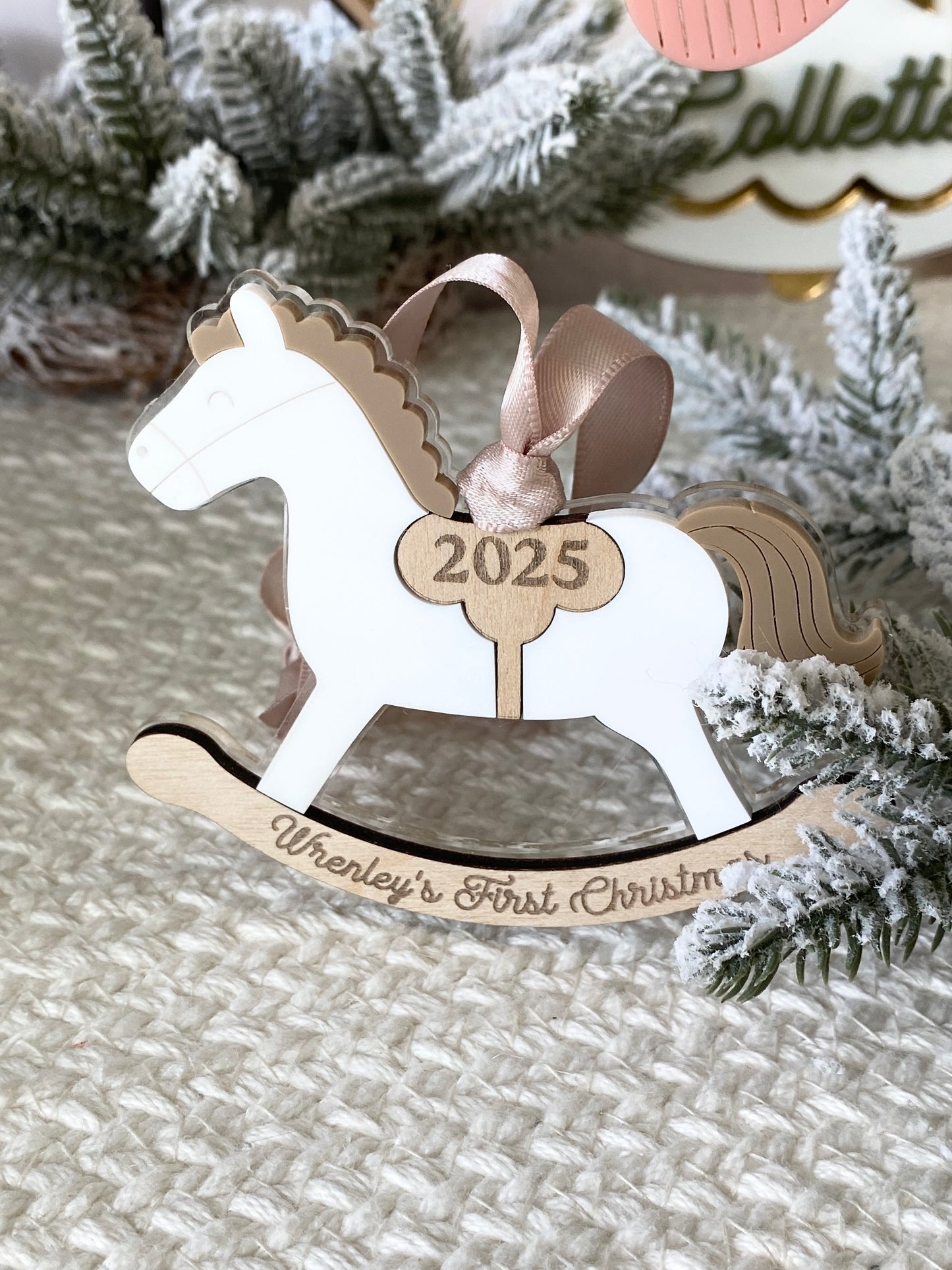 Rocking Horse Keepsake Ornament (Gold or Wood)