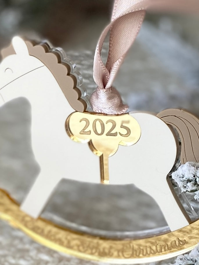 Rocking Horse Keepsake Ornament (Gold or Wood)