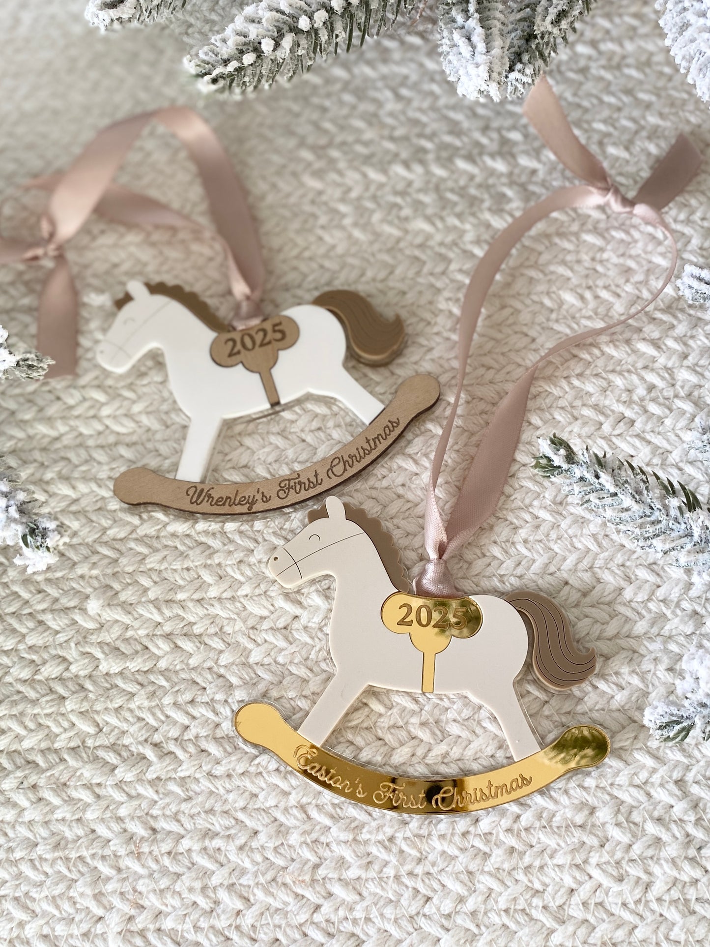 Rocking Horse Keepsake Ornament (Gold or Wood)