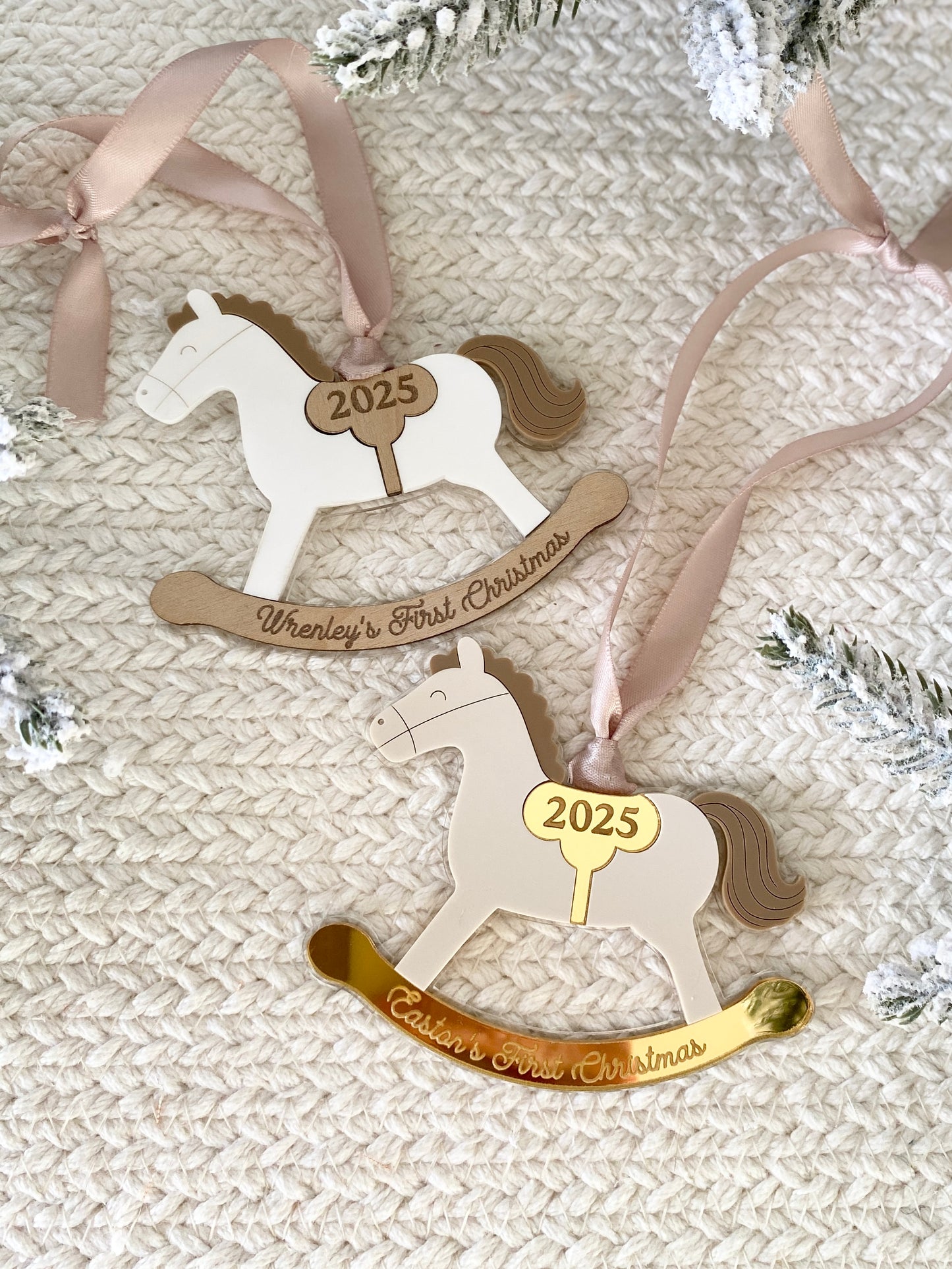 Rocking Horse Keepsake Ornament (Gold or Wood)