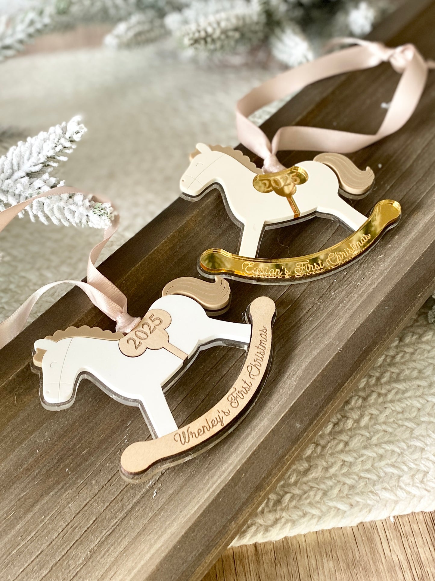 Rocking Horse Keepsake Ornament (Gold or Wood)