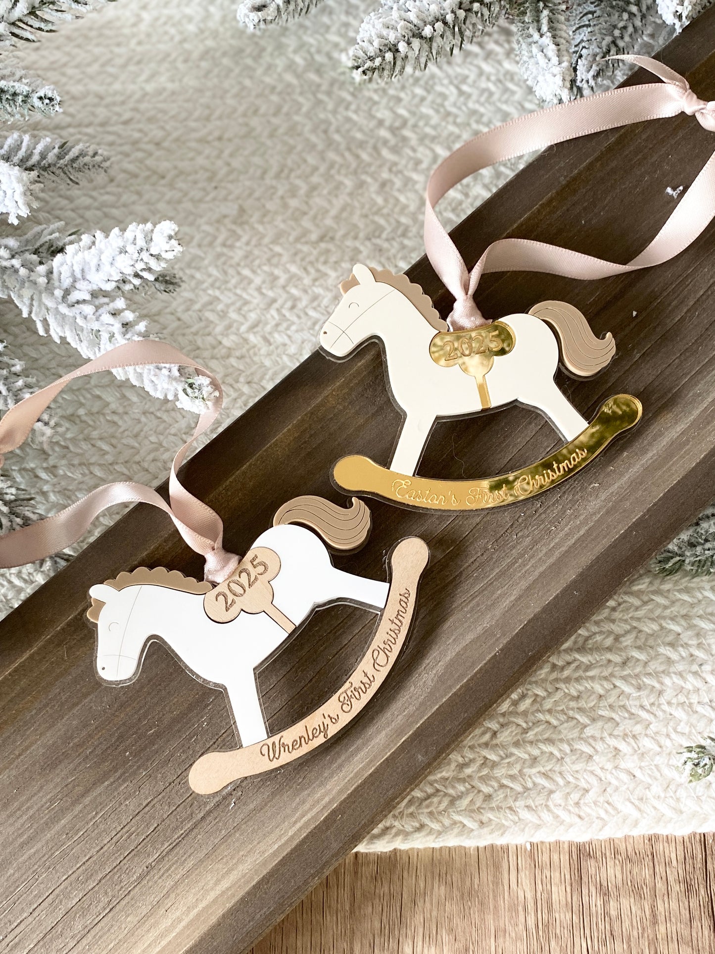 Rocking Horse Keepsake Ornament (Gold or Wood)