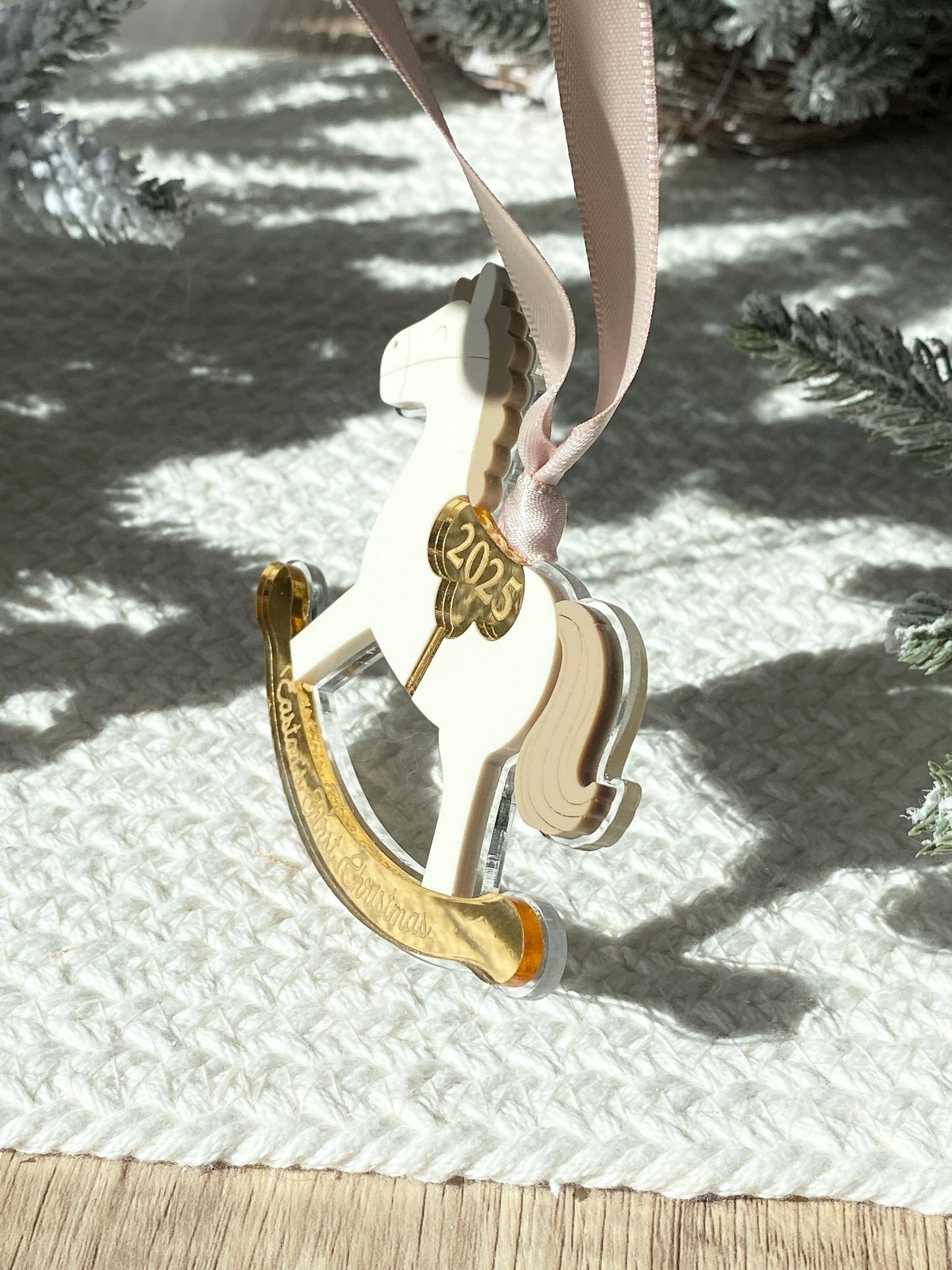 Rocking Horse Keepsake Ornament (Gold or Wood)