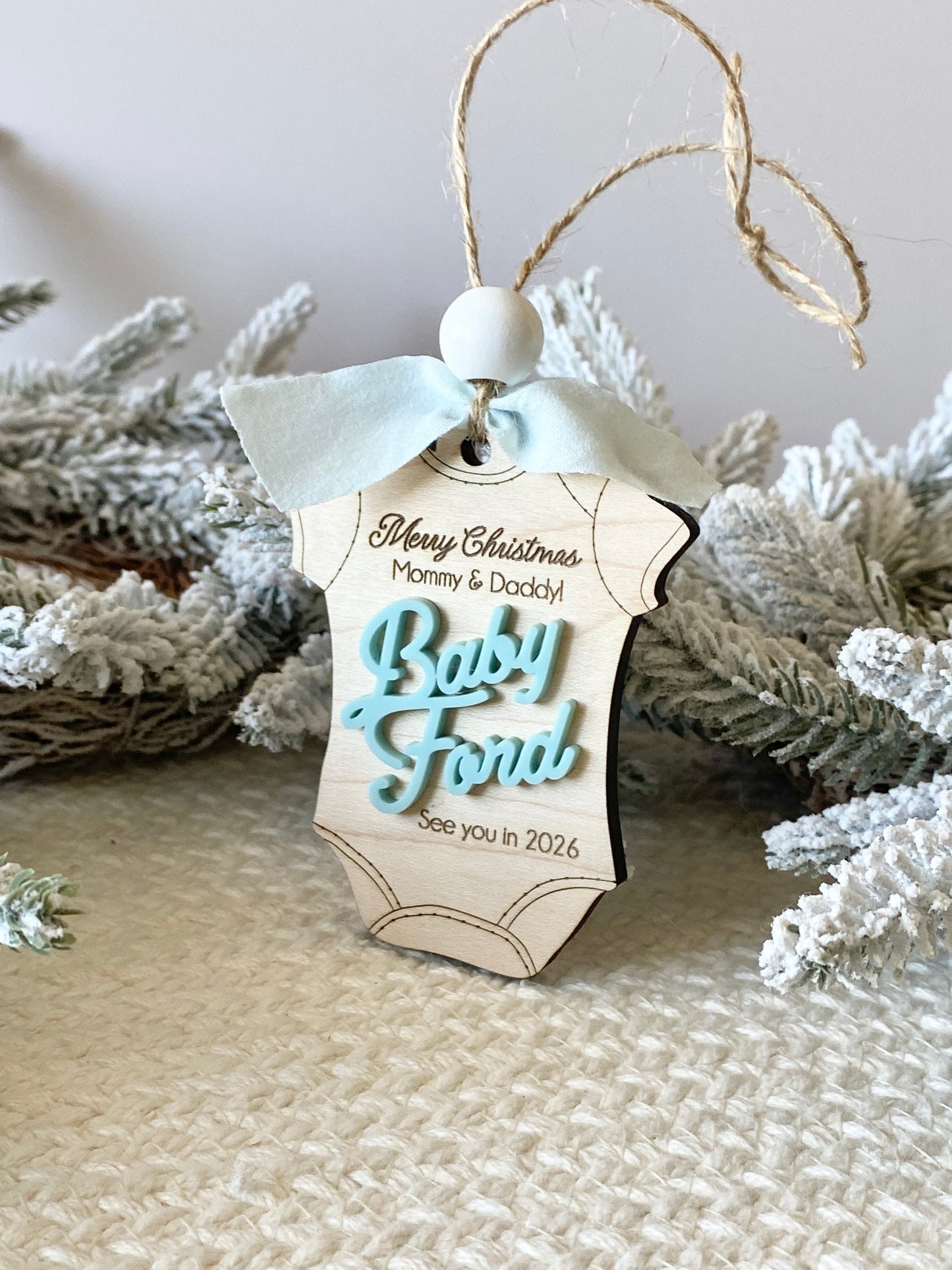 Merry Christmas Mommy & Daddy – Baby Announcement Ornament