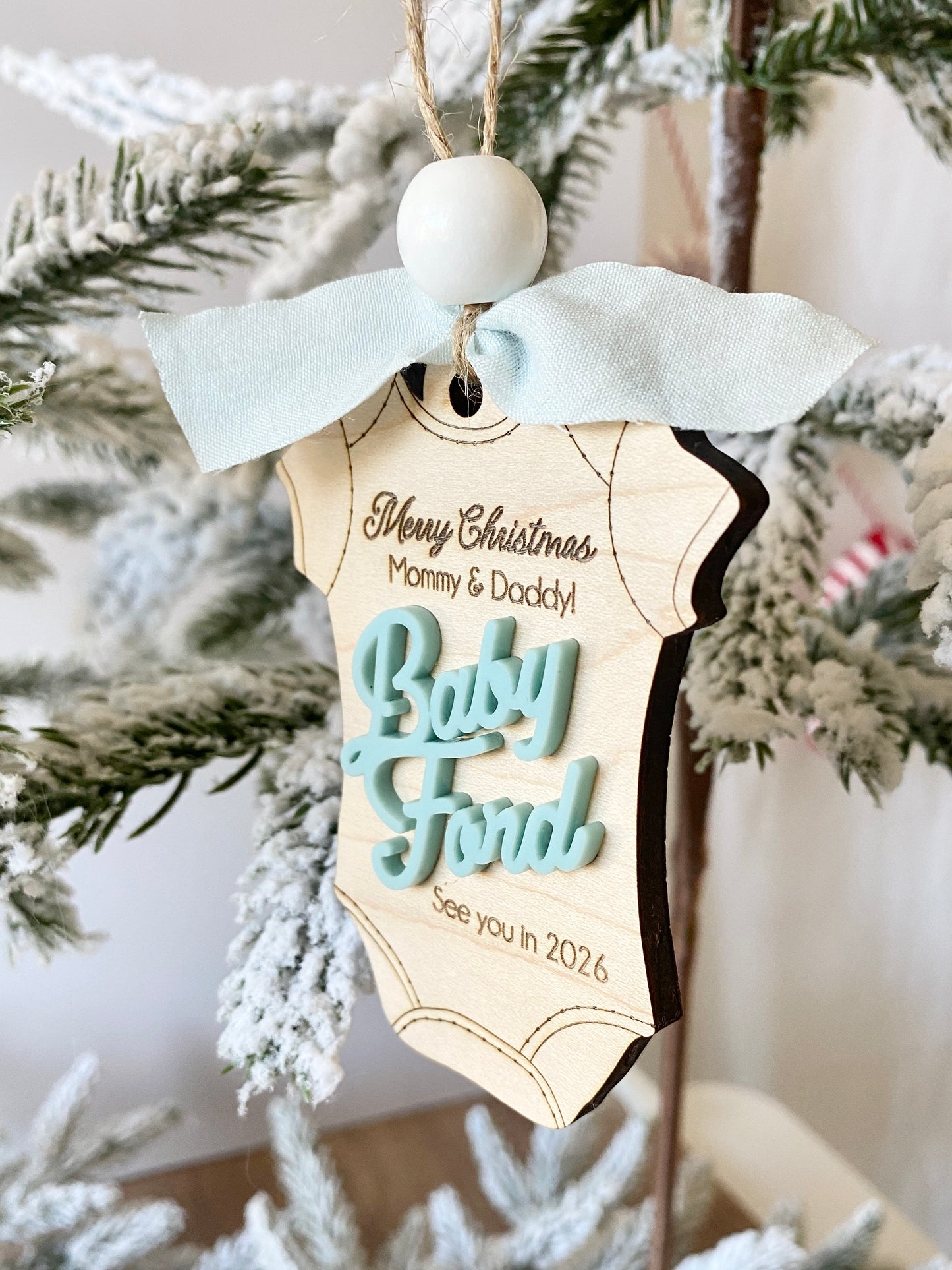 Merry Christmas Mommy & Daddy – Baby Announcement Ornament