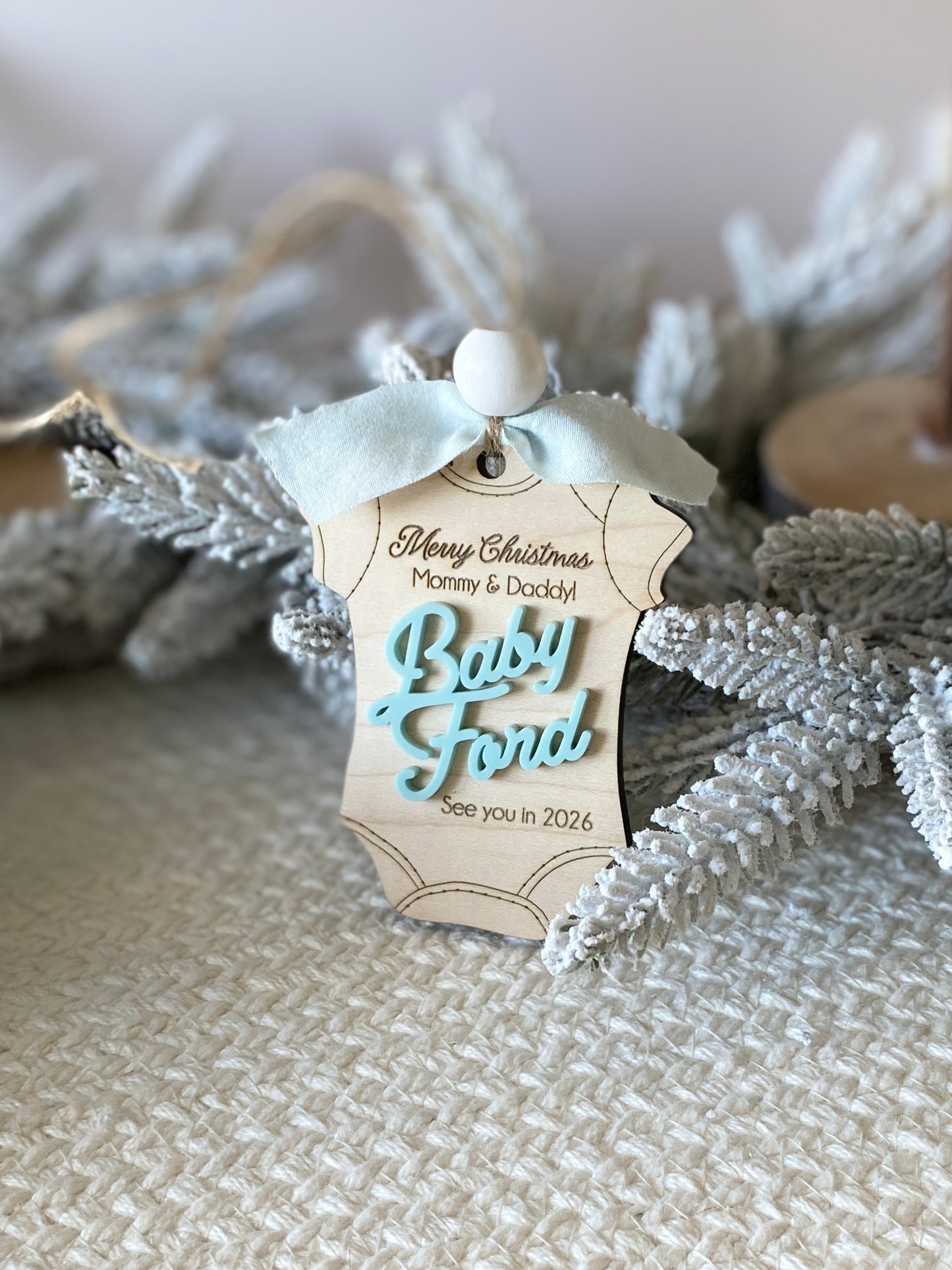 Merry Christmas Mommy & Daddy – Baby Announcement Ornament